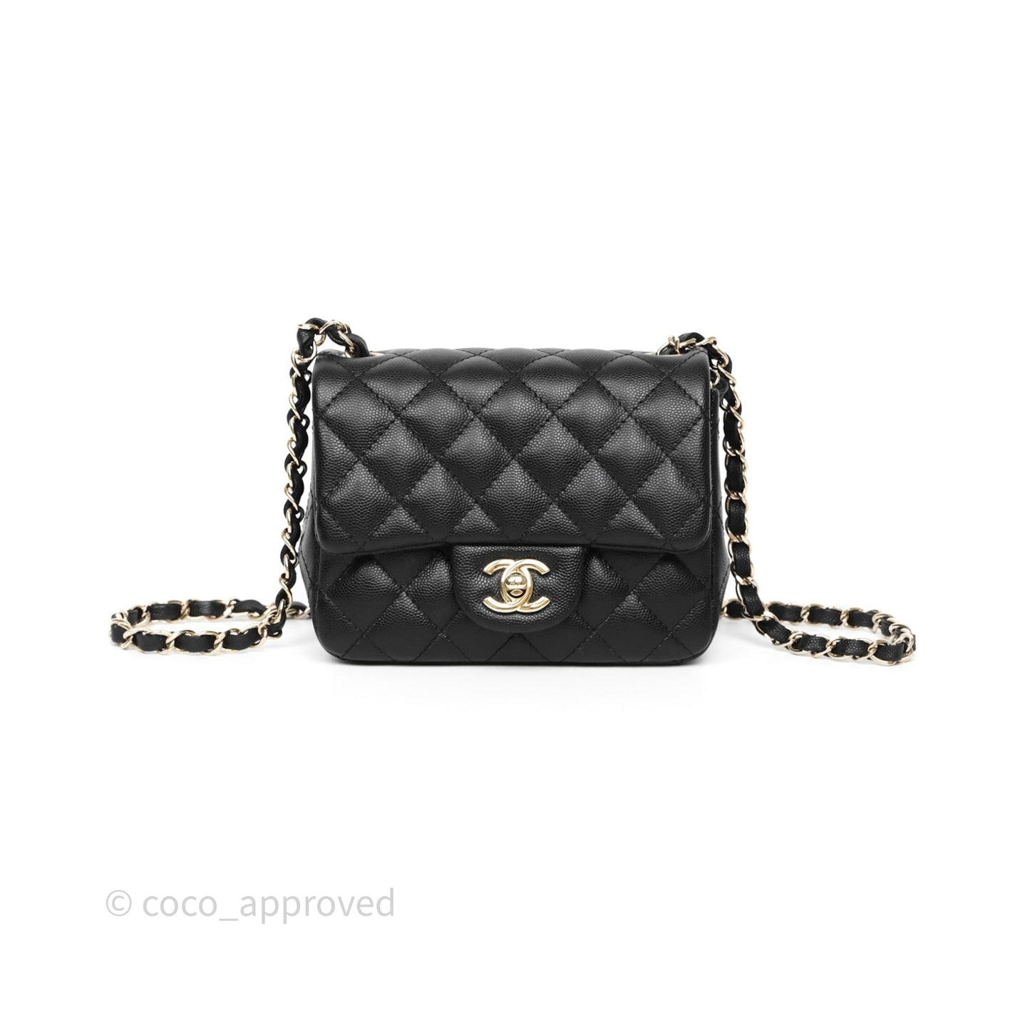 Chanel Mini Square Black Caviar Gold Hardware