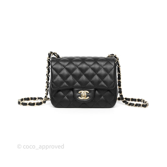 Chanel Mini Square Black Caviar Gold Hardware