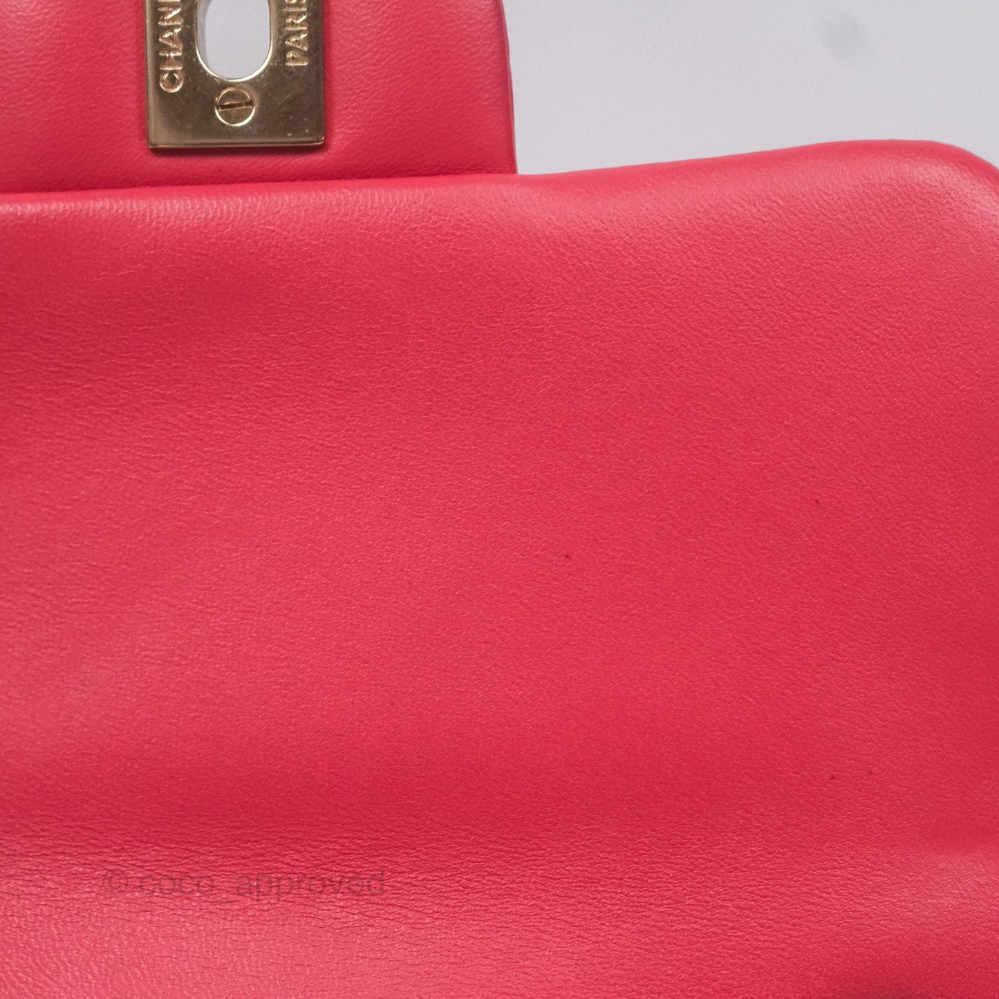 Chanel Mini Square Flap Chevron Dark Pink Lambskin Gold Hardware