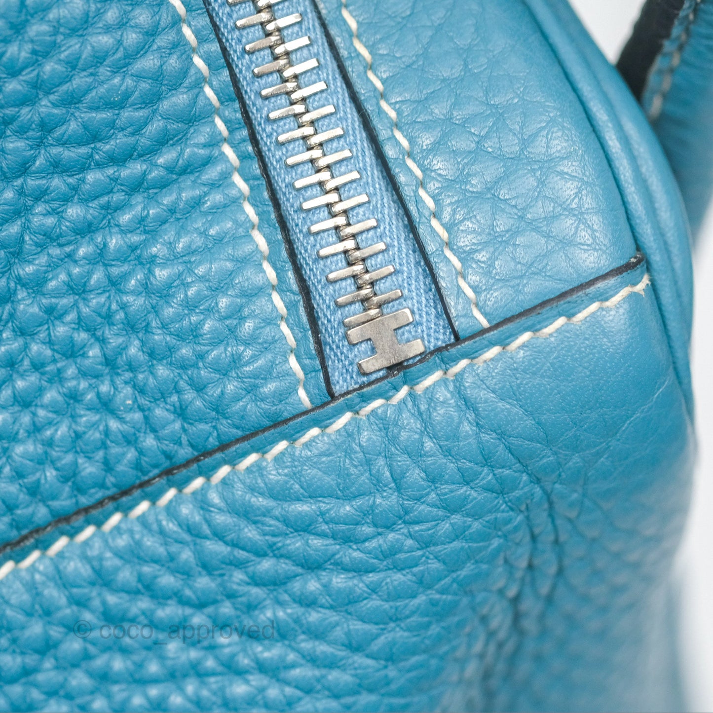 Hermès Lindy 34 Blue Jean Clemence Palladium Hardware