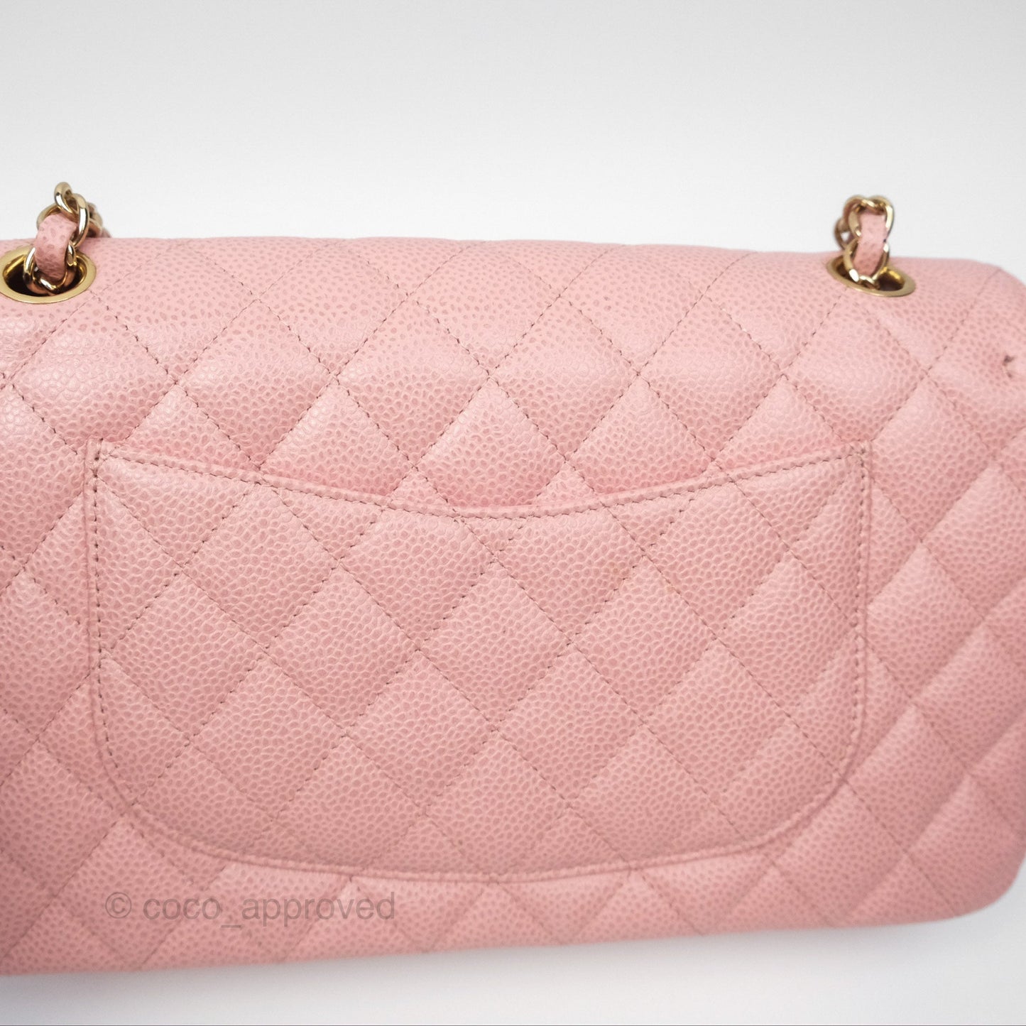 Chanel Vintage Classic M/L Medium Flap Quilted Sakura Pink Caviar 24K Gold Hardware