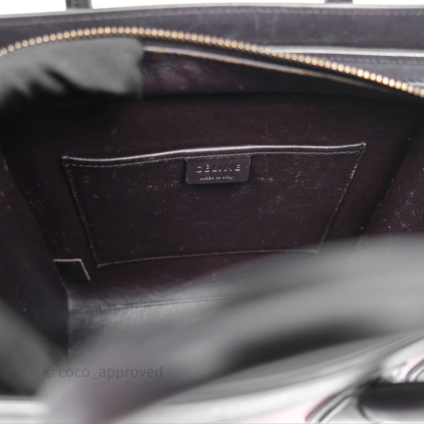 Celine Nano Luggage Satin Calfskin Gold Hardware Red/ Dark Brown
