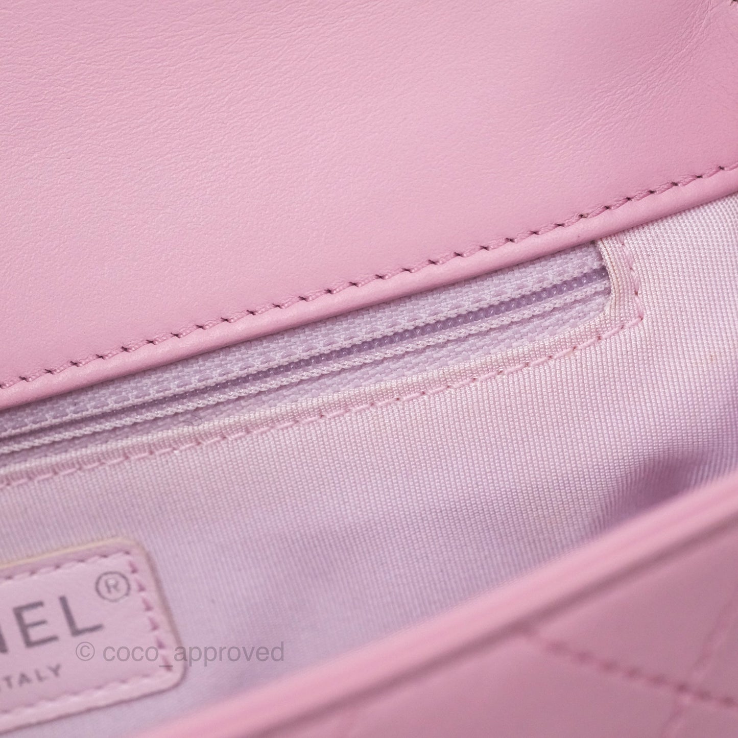 Chanel Stitched Ring My Bag Flap Crossbody Pink Calfskin Silver Hardware