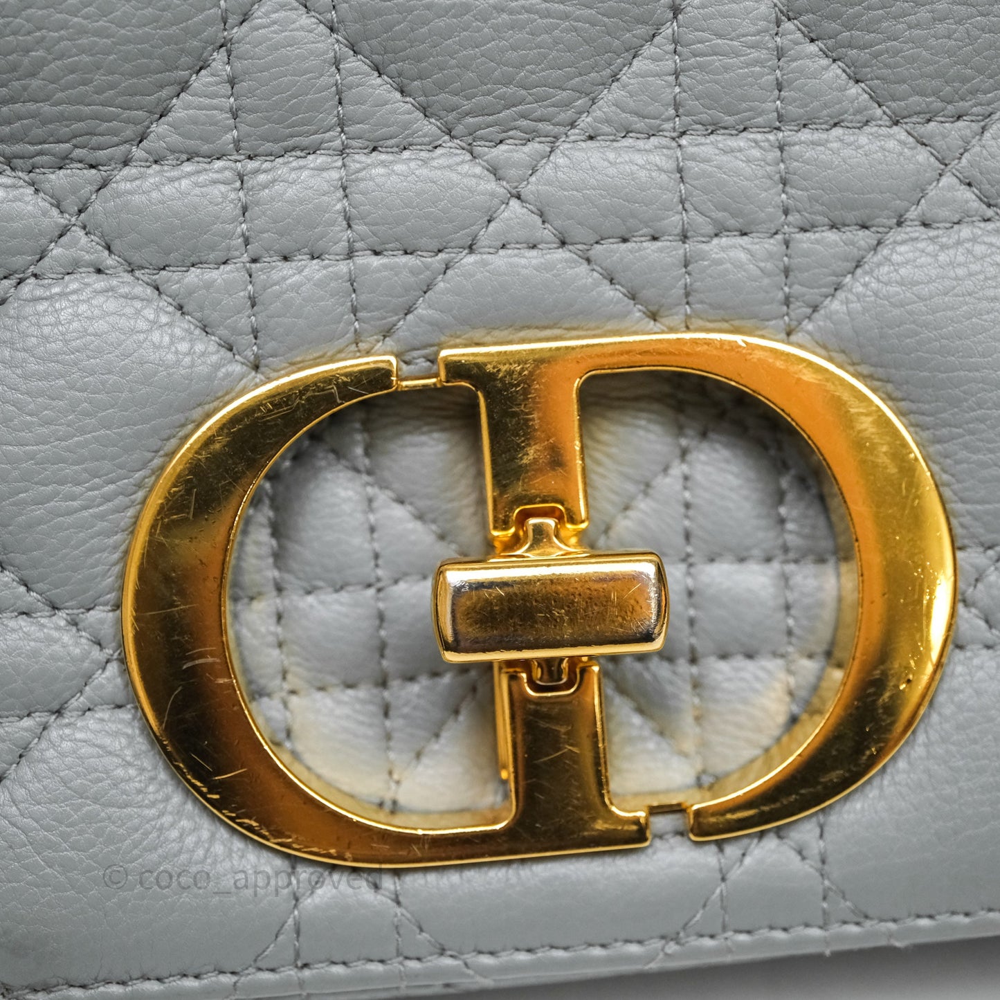 Christian Dior Small Caro Bag Stone Gray Supple Cannage Calfskin