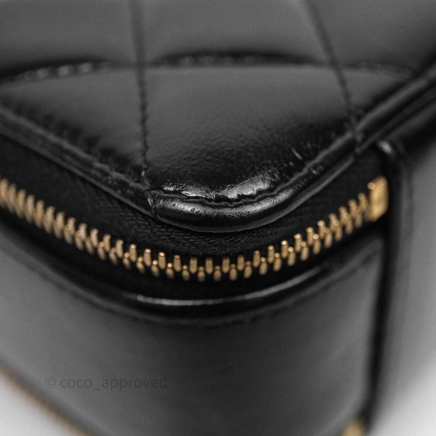 Chanel Small Top Handle Vanity Case Black Shiny Crumpled Calfskin Gold Hardware