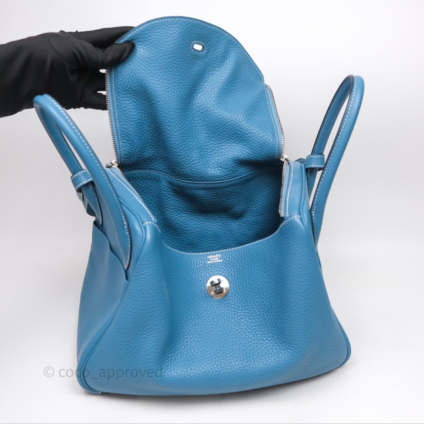 Hermès Lindy 30 Bleu Jean 75 Clemence Palladium Hardware