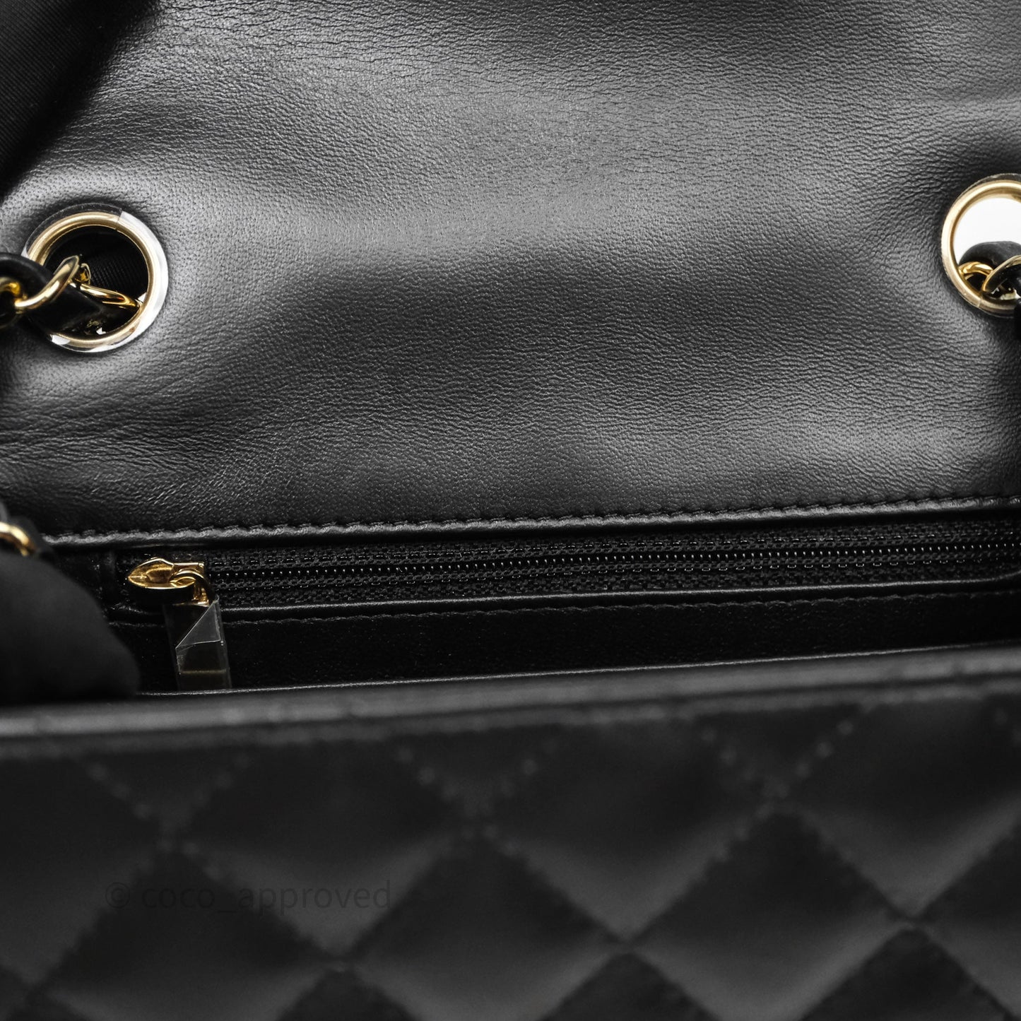 Chanel Mini Square Quilted Black Lambskin Gold Hardware