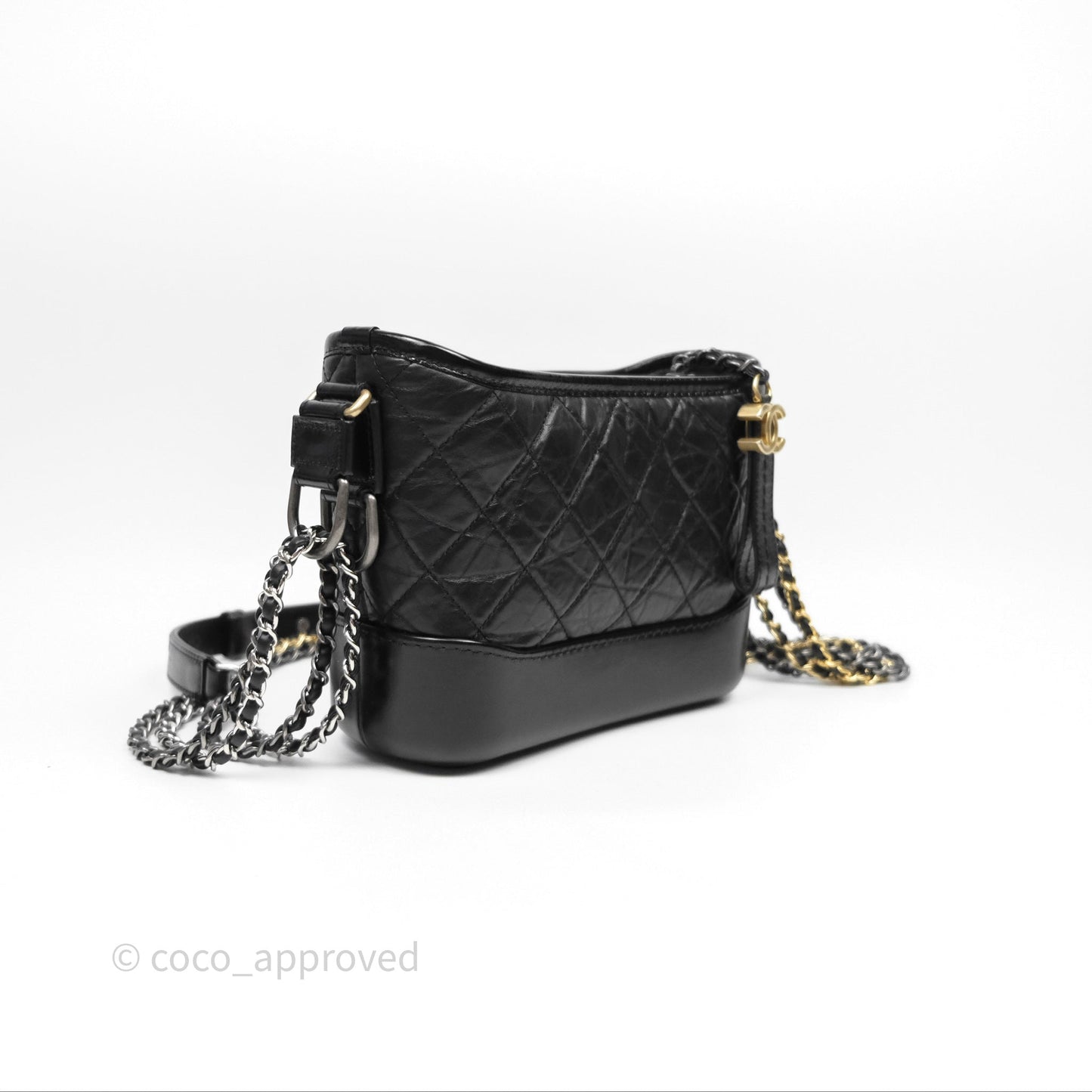 Chanel Small Gabrielle Hobo Quilted Black Aged Calfskin