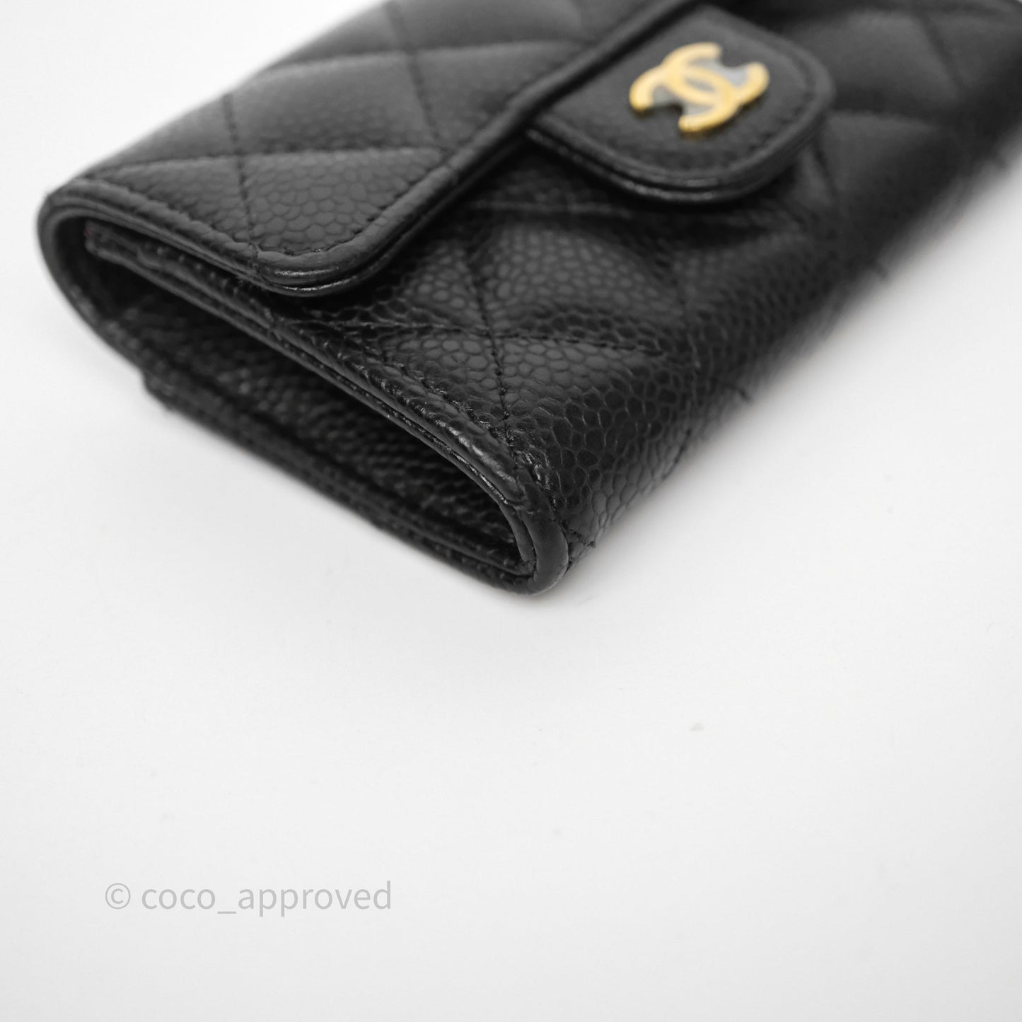 Chanel Quilted Flap Card Holder Black Caviar Gold Hardware