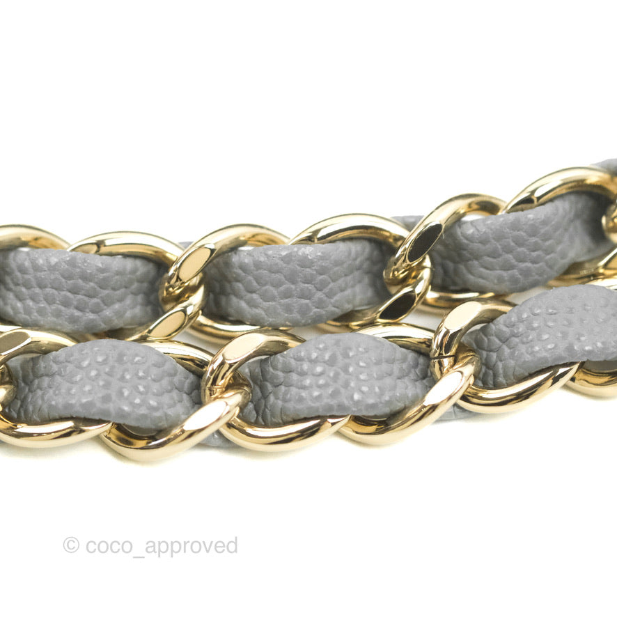 Chanel Classic M/L Medium Flap Quilted Grey Caviar Gold Hardware