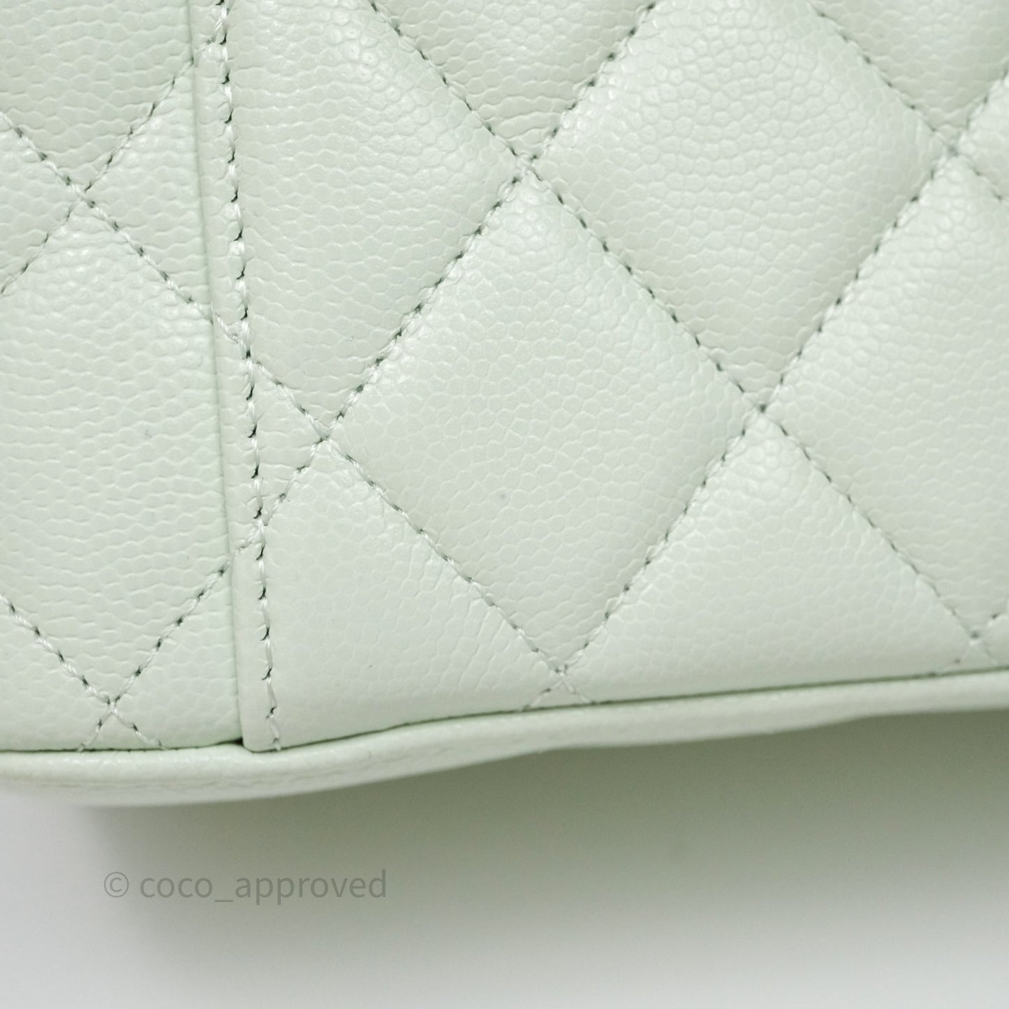 Chanel Vanity Rectangular Top Handle Mint Green Caviar Gold Hardware