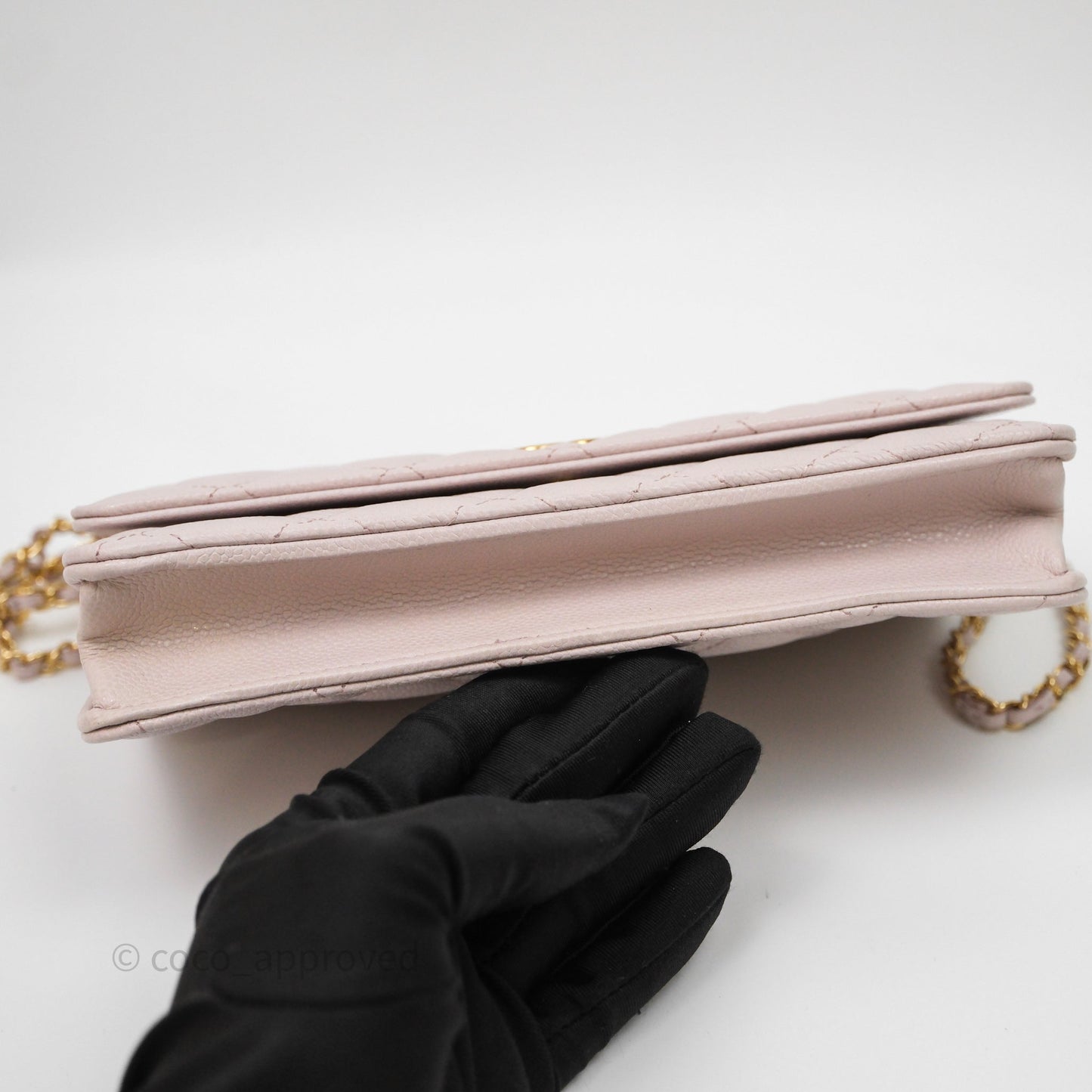 Chanel WOC Wallet On Chain CC Coco Chain Quilted Lilac Caviar Gold Hardware