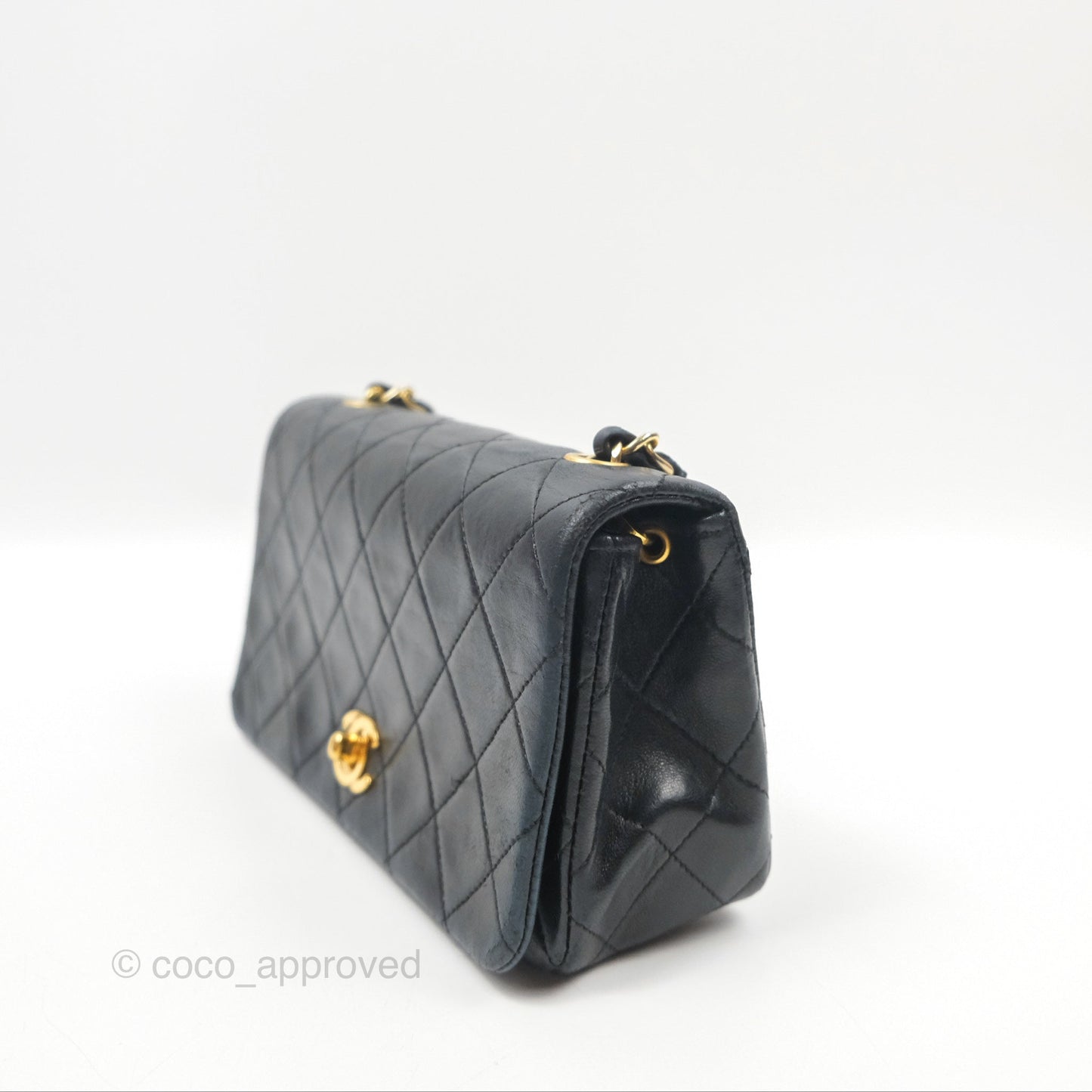 Chanel Vintage Mini Single Full Flap Bag Black Lambskin 24K Gold Hardware