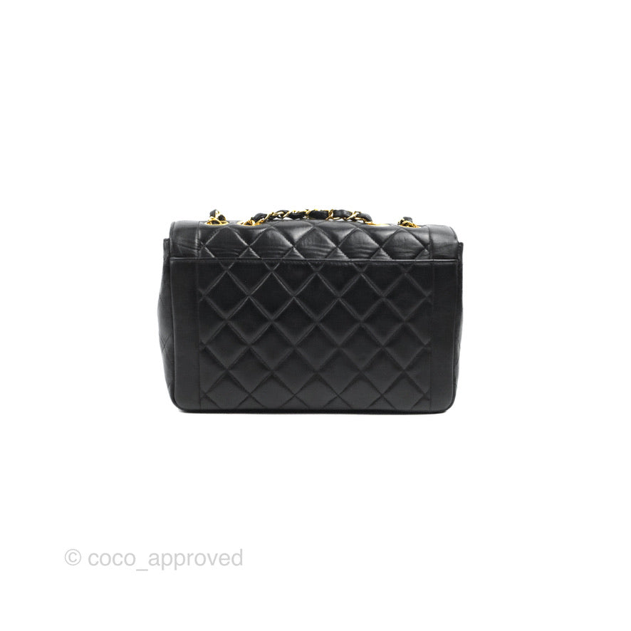 Chanel Vintage Small Flap Bag Black Lambskin 24K Gold Hardware