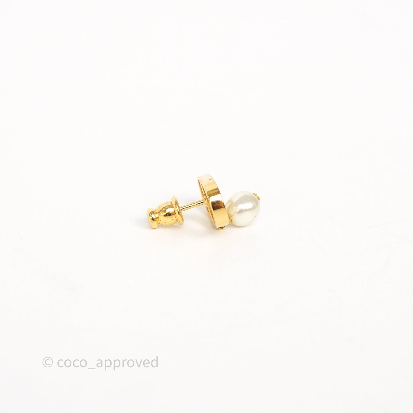 Christian Dior Petit CD Pearl Earrings Gold Tone