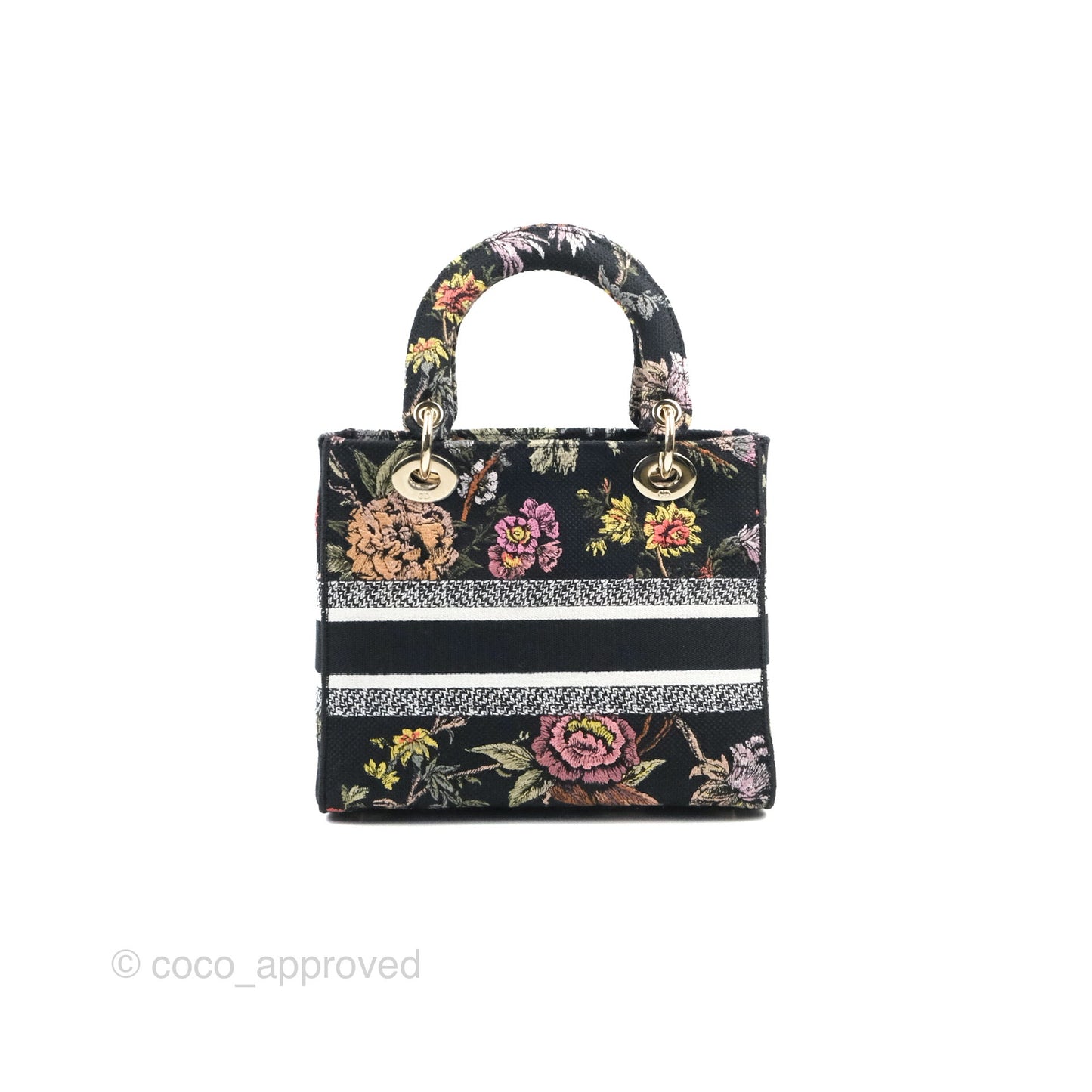 Christian Dior Medium Lady D-Lite Bag Black Dior Jardin Botanique Embroidery