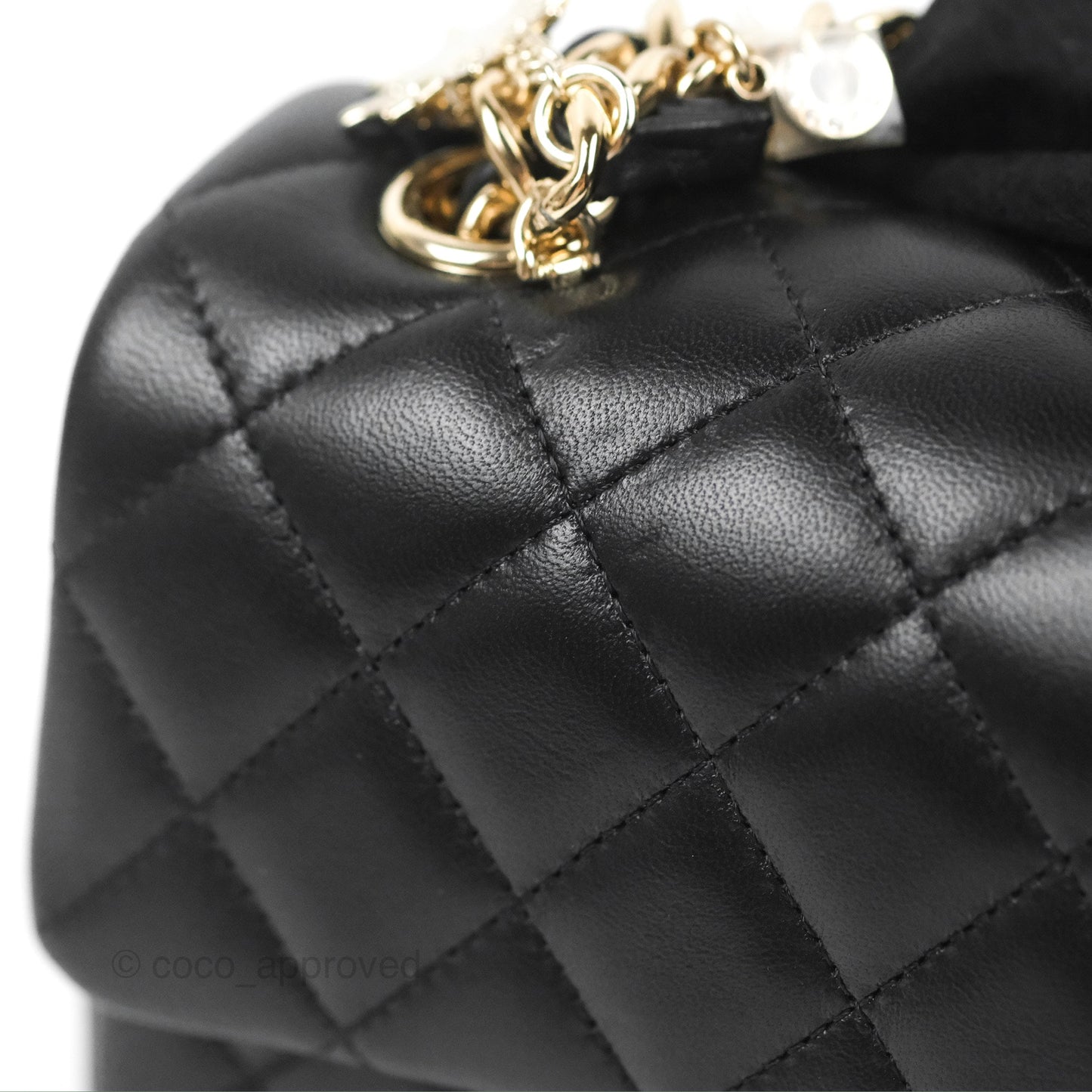 Chanel Quilted Mini Rectangular Lambskin Black Flap With Charms Gold Hardware 21C