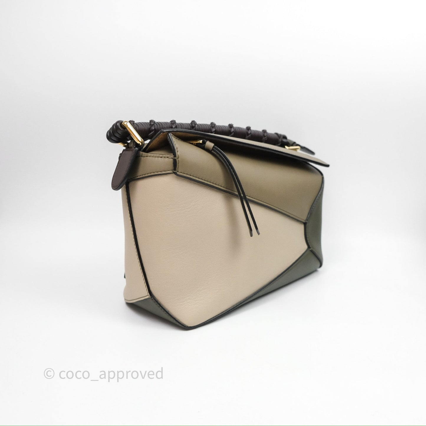 Loewe Small Puzzle Edge Bag Laurel Green/Light Oat Calfskin