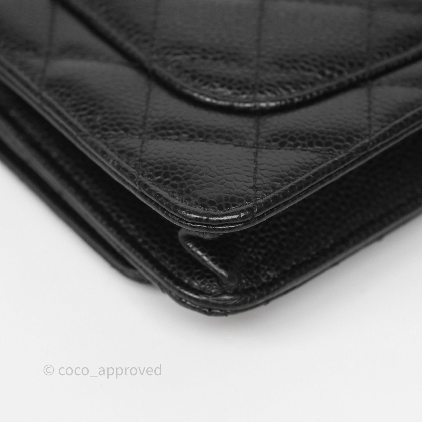 Chanel Classic Wallet On Chain WOC Quilted Black Caviar Gold Hardware