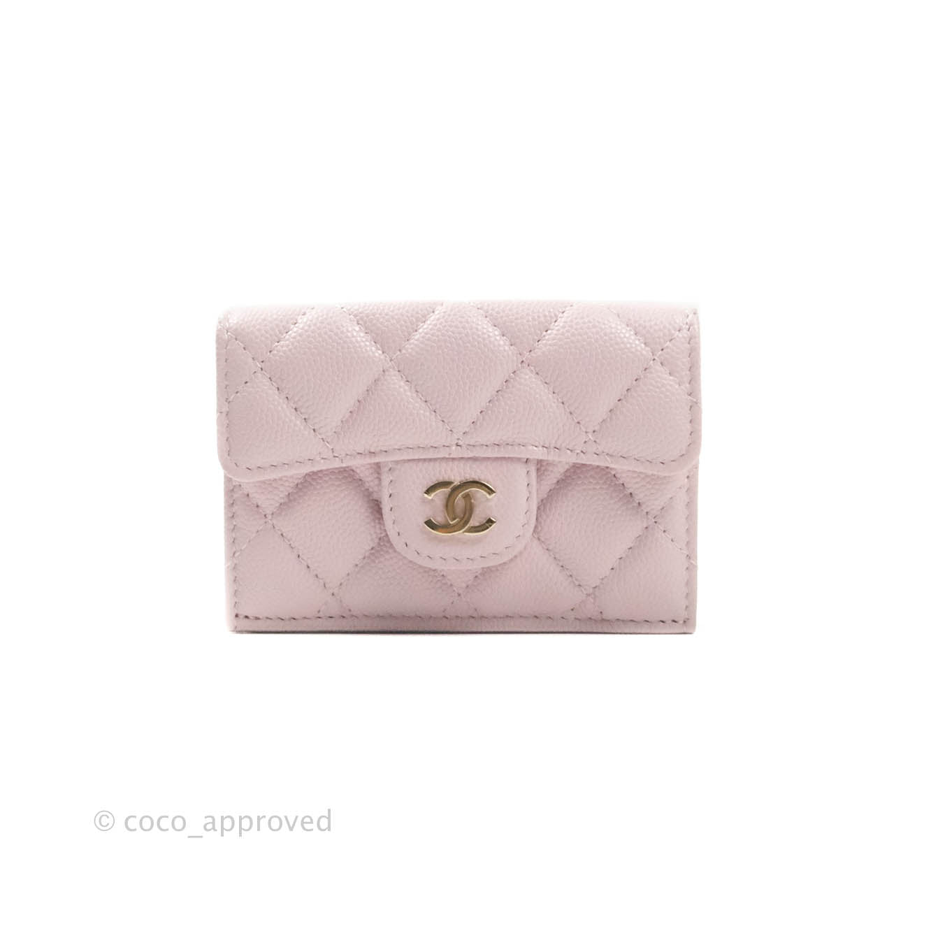 Chanel Quilted Small Classic Flap Trifold Wallet Rose Clair Caviar Gold Hardware 21S