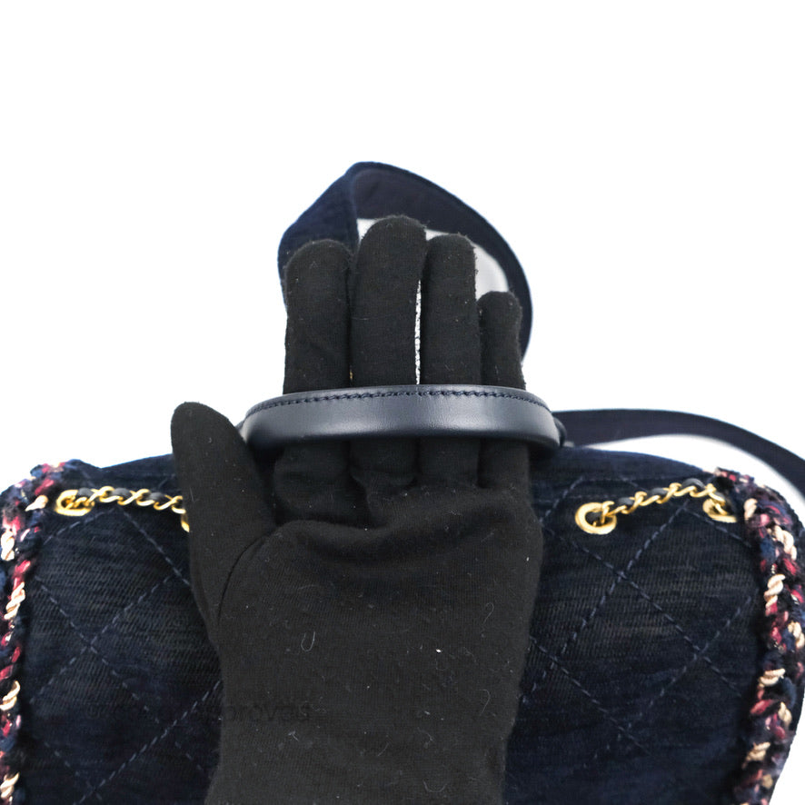 Chanel Parisian Stroll Backpack Wool Velvet Navy
