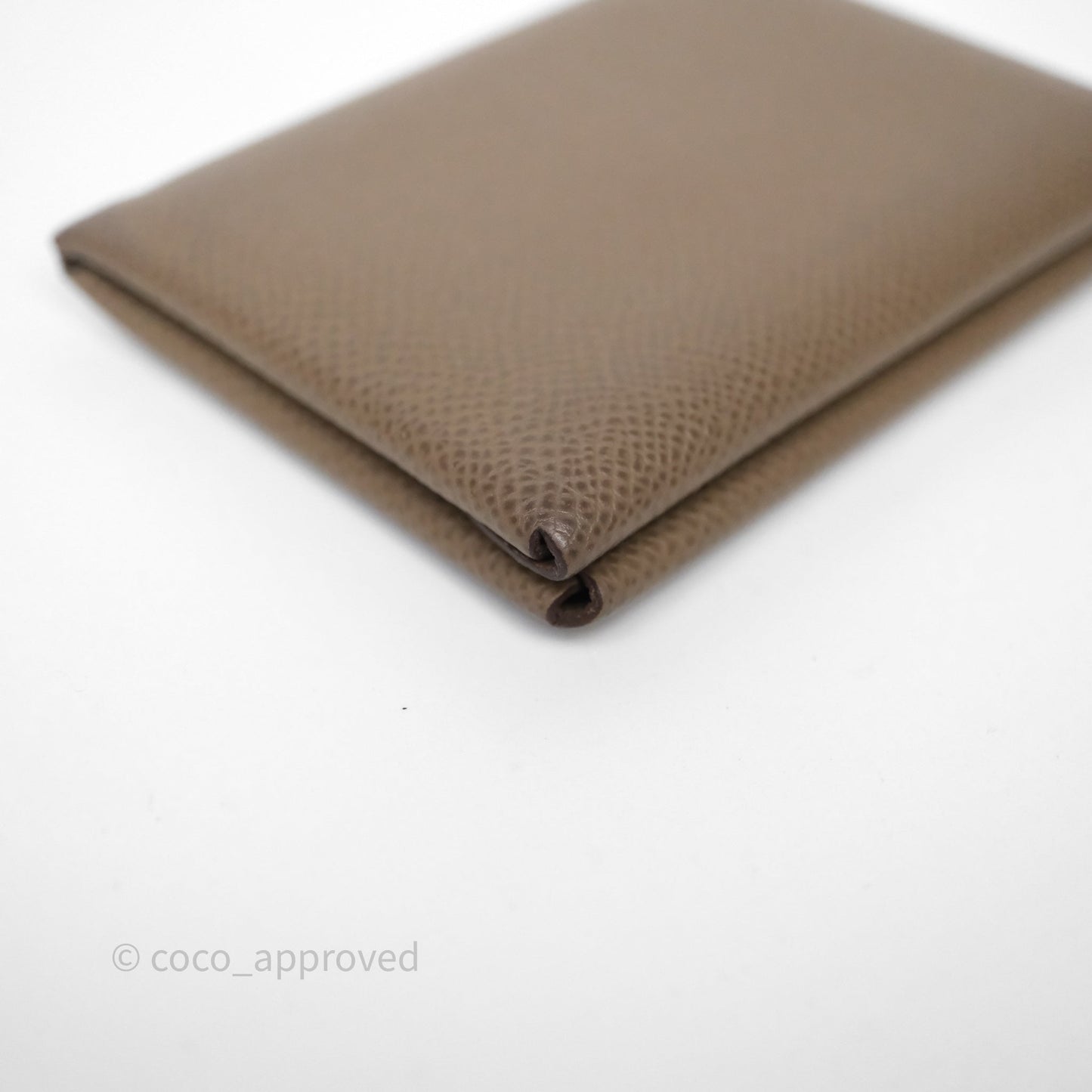 Hermès Calvi Duo Compact Card Holder Etoupe 18 Epsom