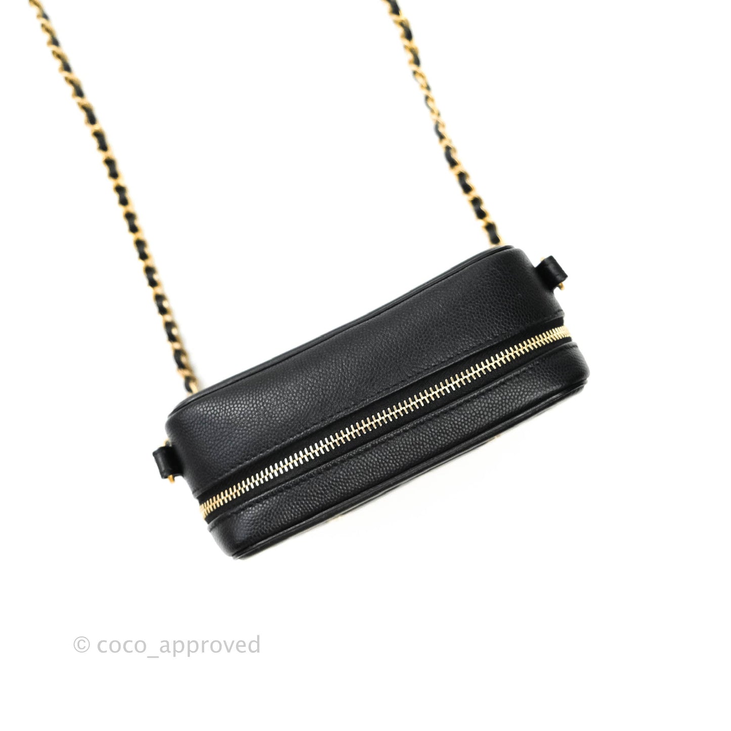 Chanel CC Filigree Vanity Clutch With Chain Caviar Black