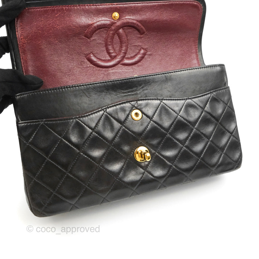 Chanel Classic Vintage Medium Flap Black Lambskin 24K Gold Hardware
