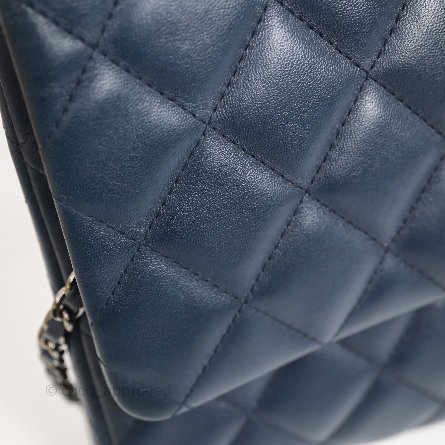 Chanel Quilted Clutch with Chain Lambskin Navy Gun Metal Hardware