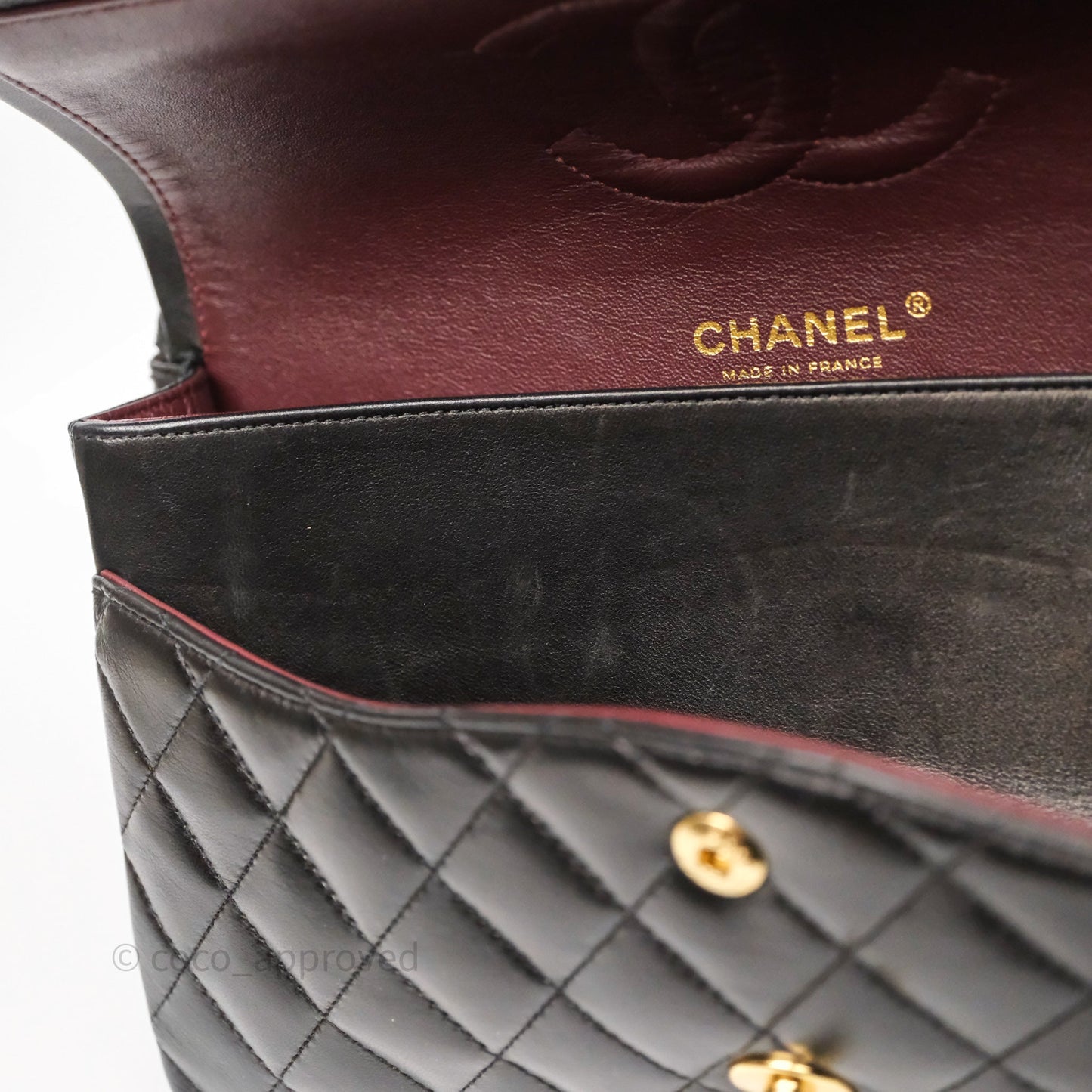 Chanel Classic M/L Medium Flap Quilted Black Lambskin Gold Hardware