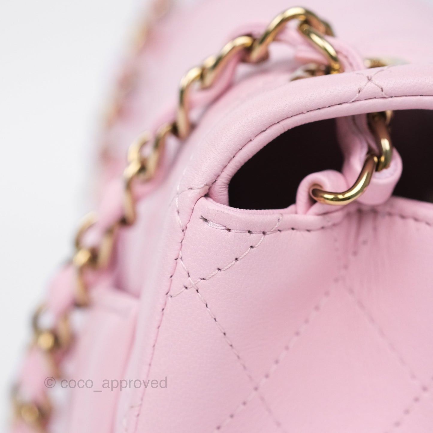 Chanel Mini Square Flap Quilted Pink Lambskin Gold Hardware