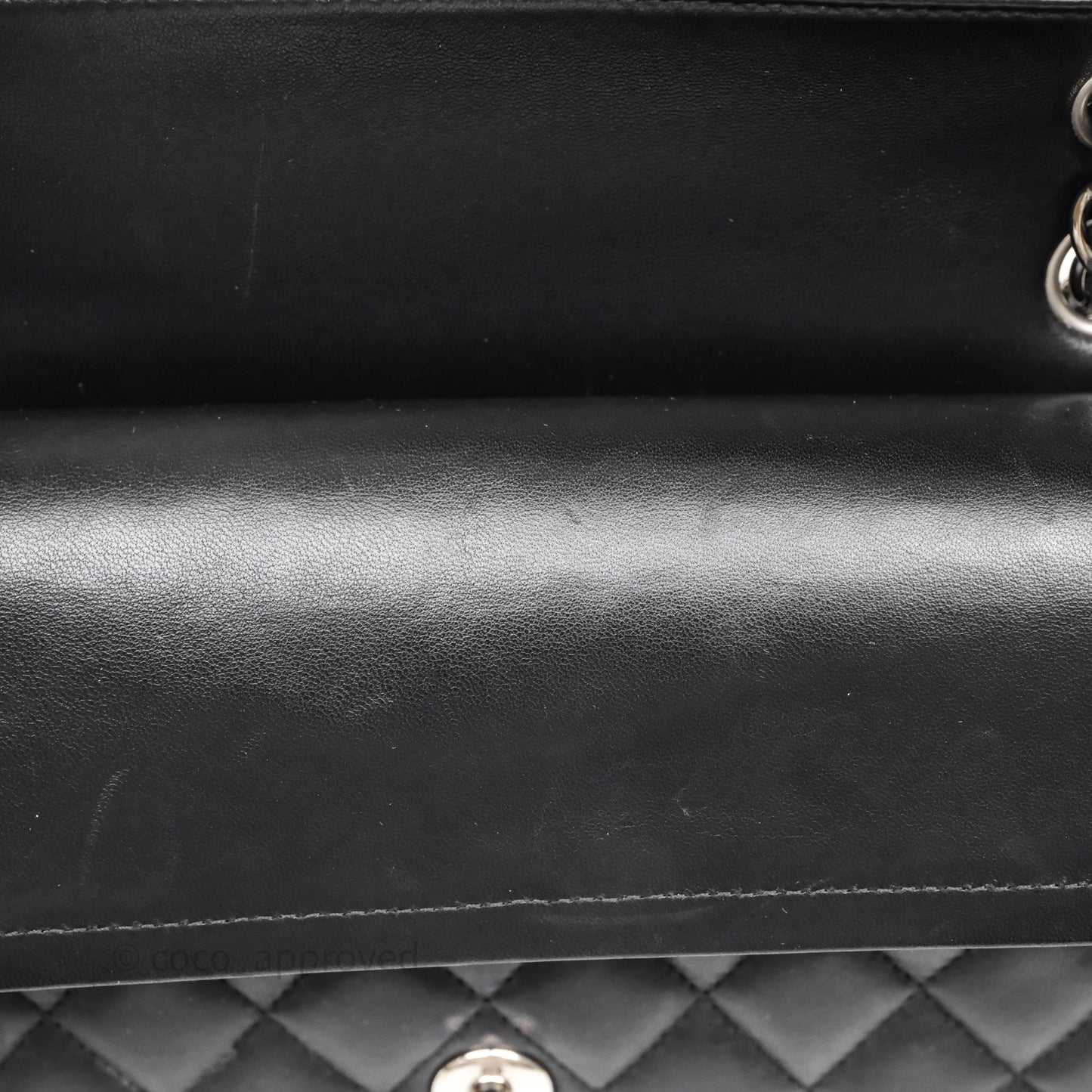 Chanel Classic M/L Medium Flap Quilted Black Lambskin Silver Hardware