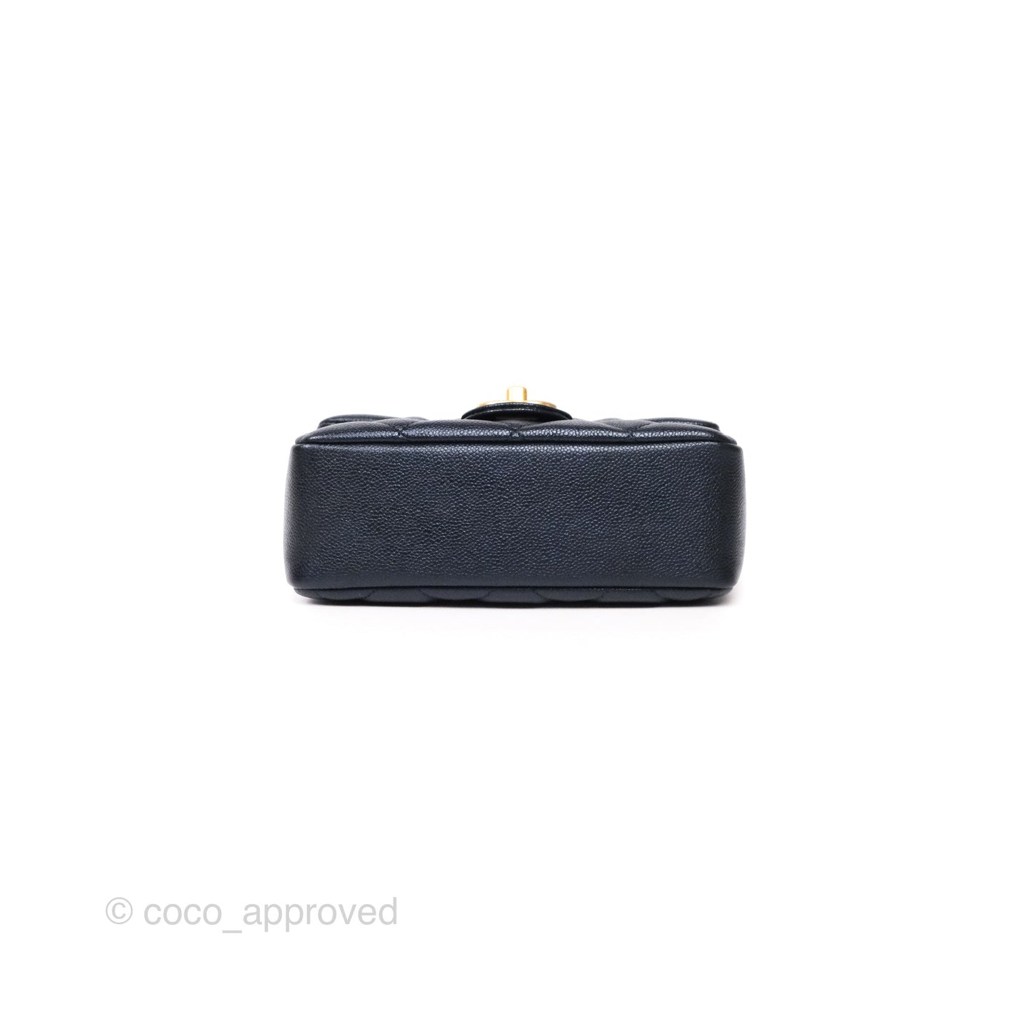 Chanel My Perfect Mini Flap Quilted Iridescent Navy Caviar Aged Gold Hardware