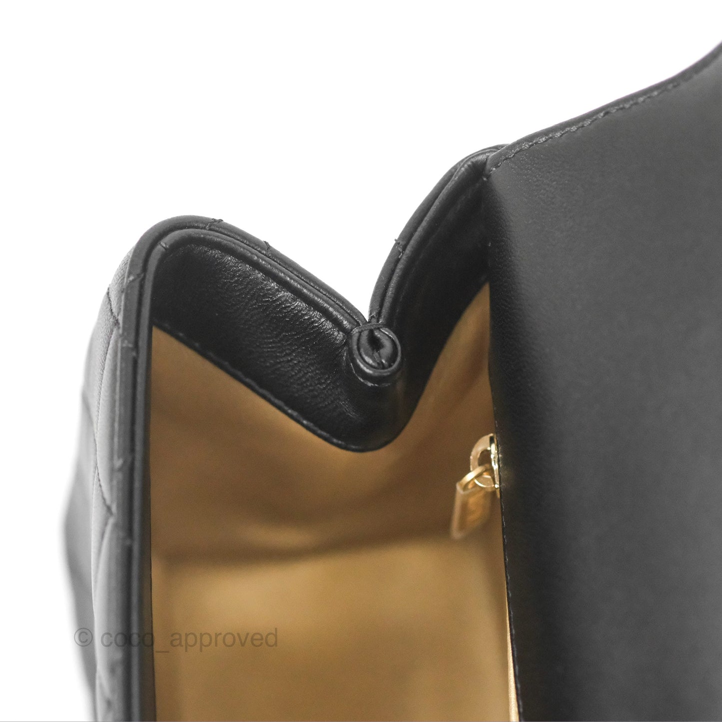 Chanel La Parisienne Top Handle Flap Bag Black Lambskin Aged Gold Hardware