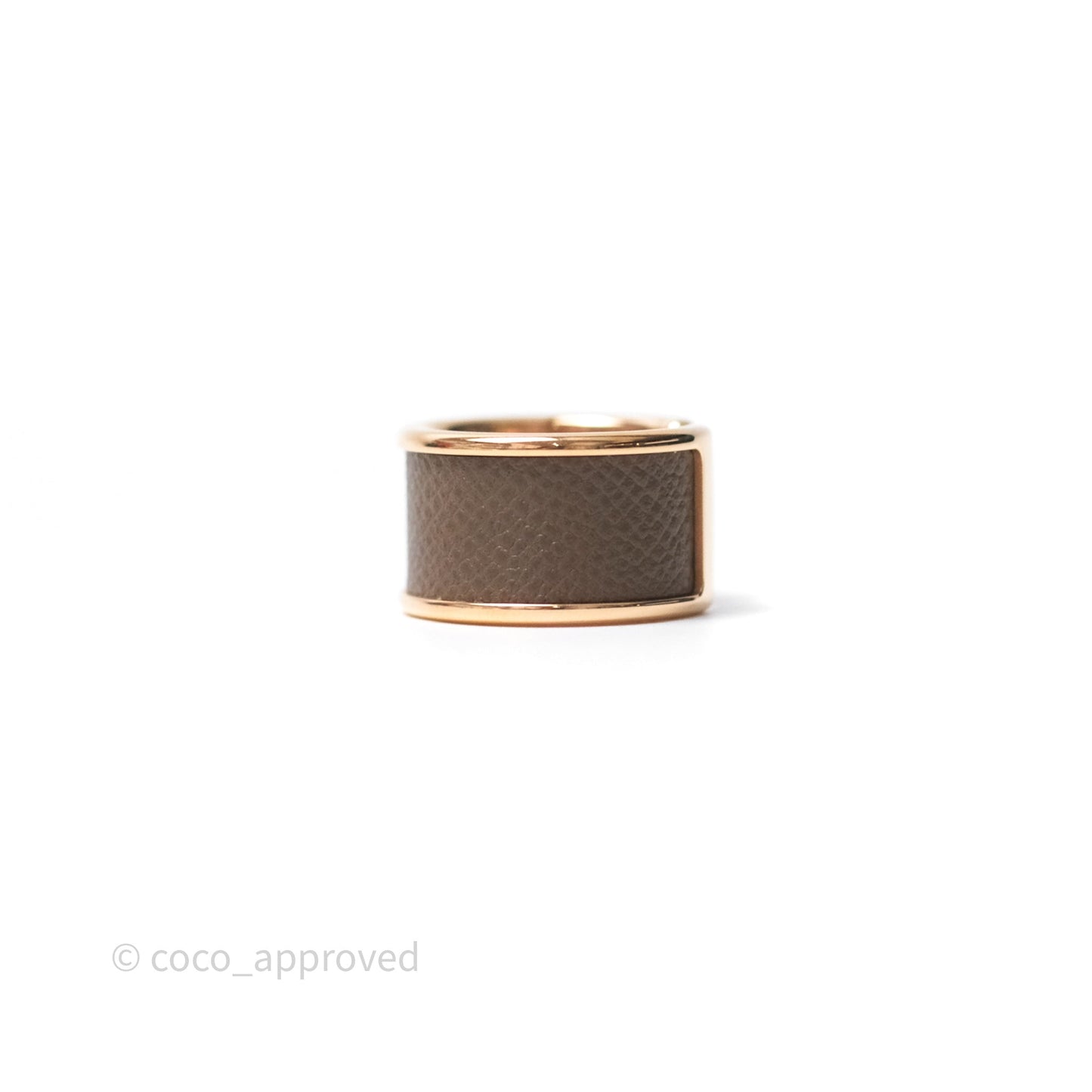 Hermès Olympe Ring Large Model Etoupe 18 Epsom Rose Gold Hardware