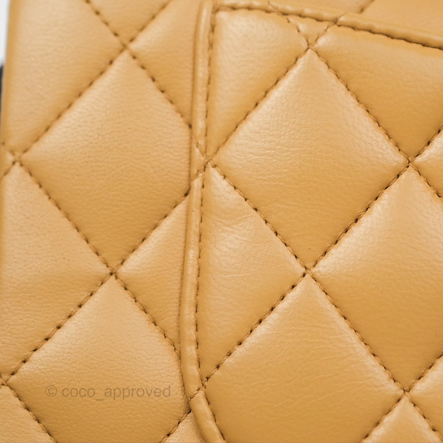 Chanel Vintage Small Classic Flap Beige Lambskin 24K Gold Hardware