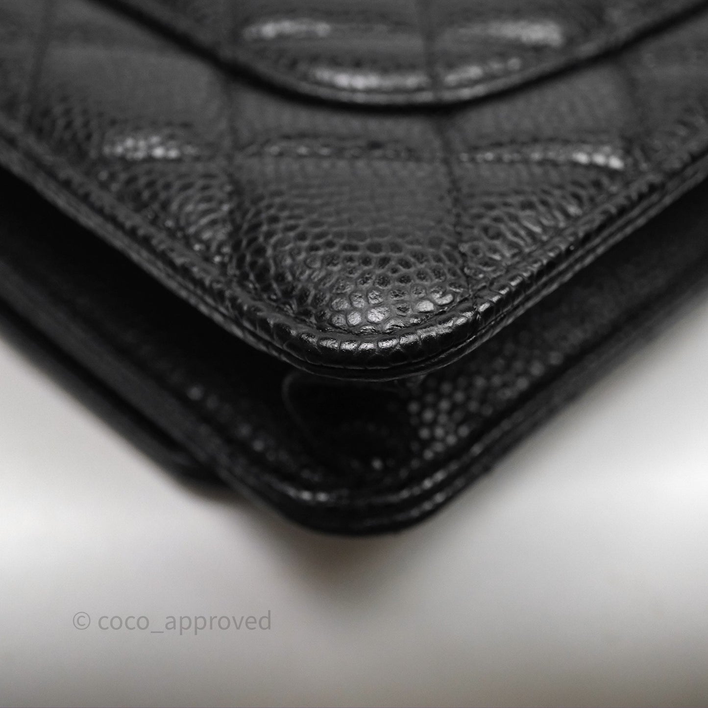 Chanel Classic Quilted Wallet On Chain WOC Black Caviar Gold Hardware
