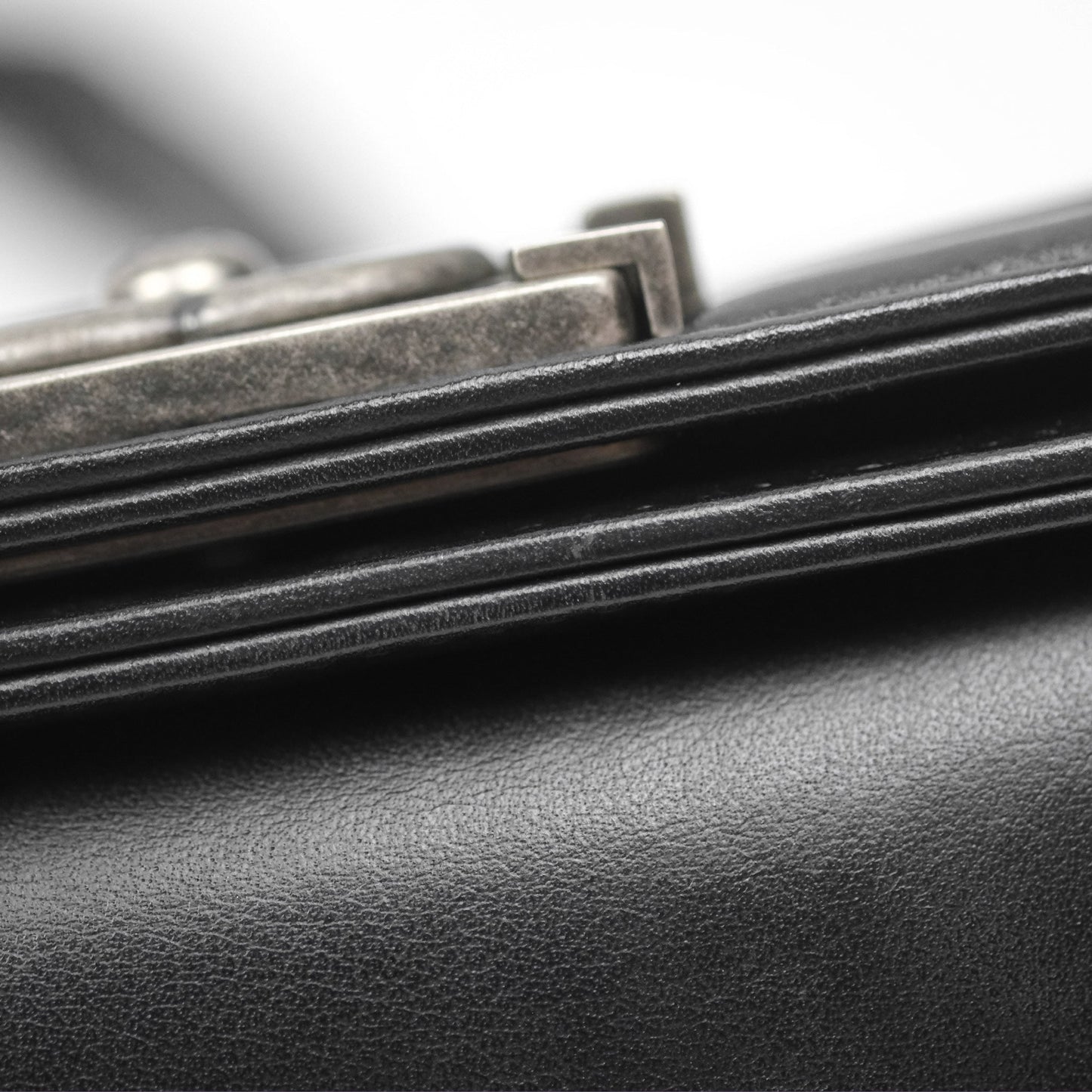 Chanel Small Boy Black Calfskin Ruthenium Hardware