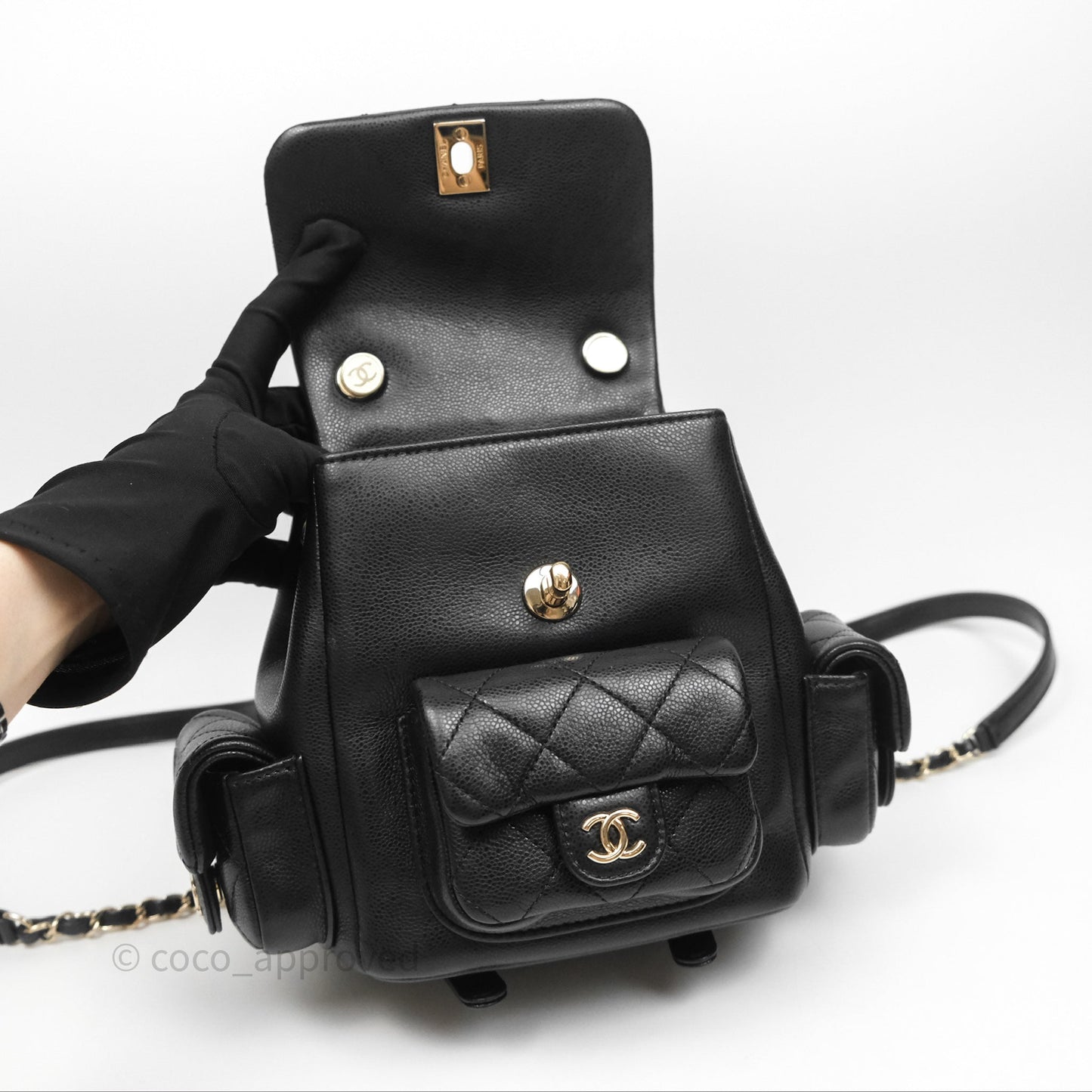 Chanel Small Duma Backpack Caviar Black Gold Hardware