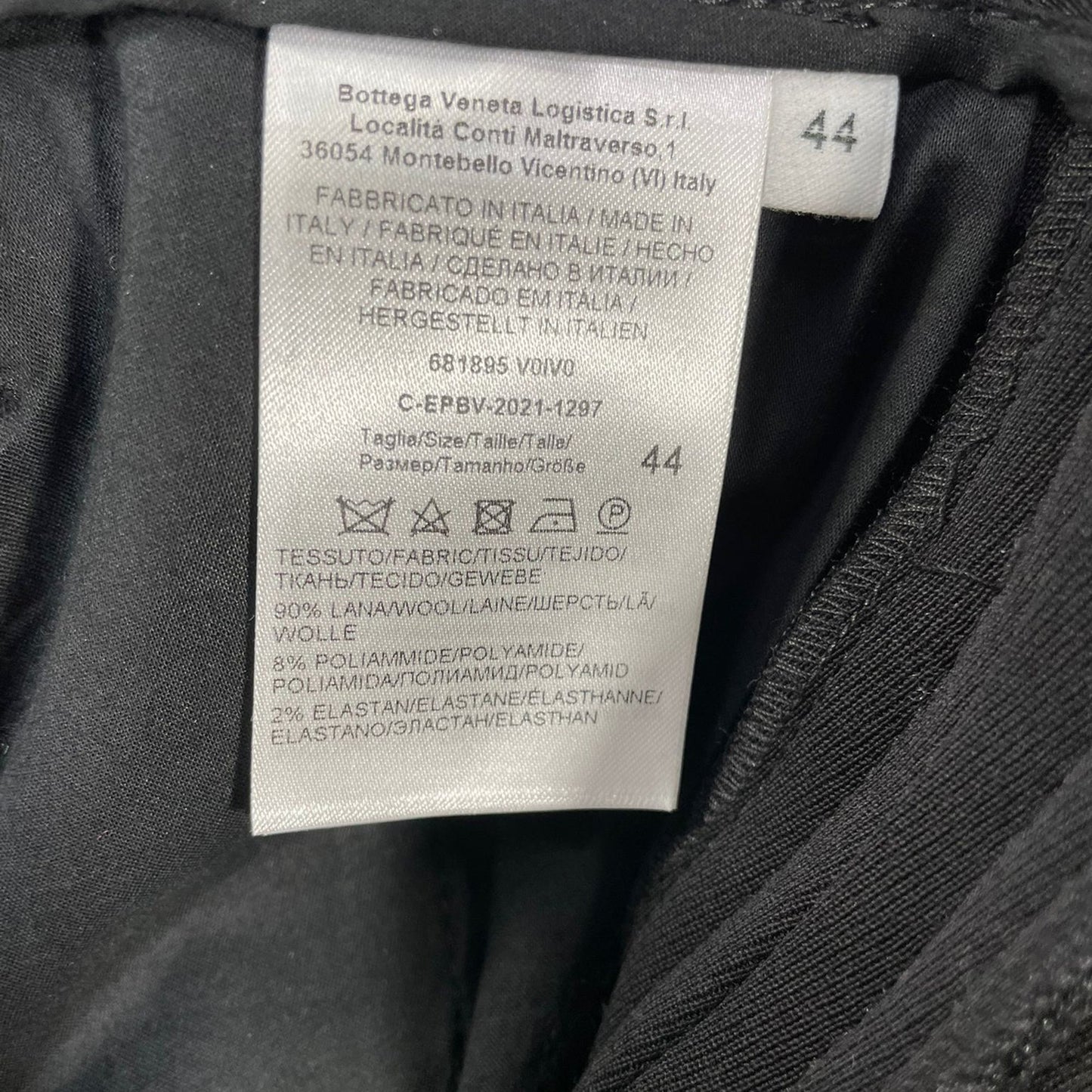 Luxury Bottega Veneta Bonded Stretch Cavalry Slim Trousers in Black Wool