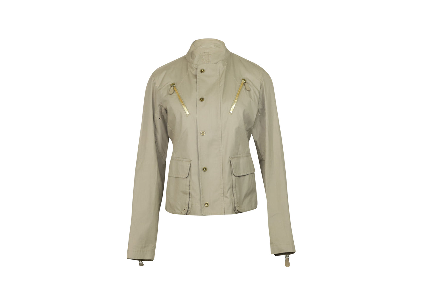 Luxury Bottega Veneta Mandarin Collar Jacket in Beige Cotton