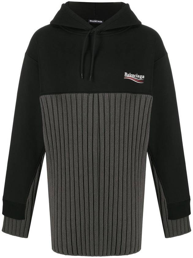 Luxury Balenciaga Wave Logo Knit Hoodie Black