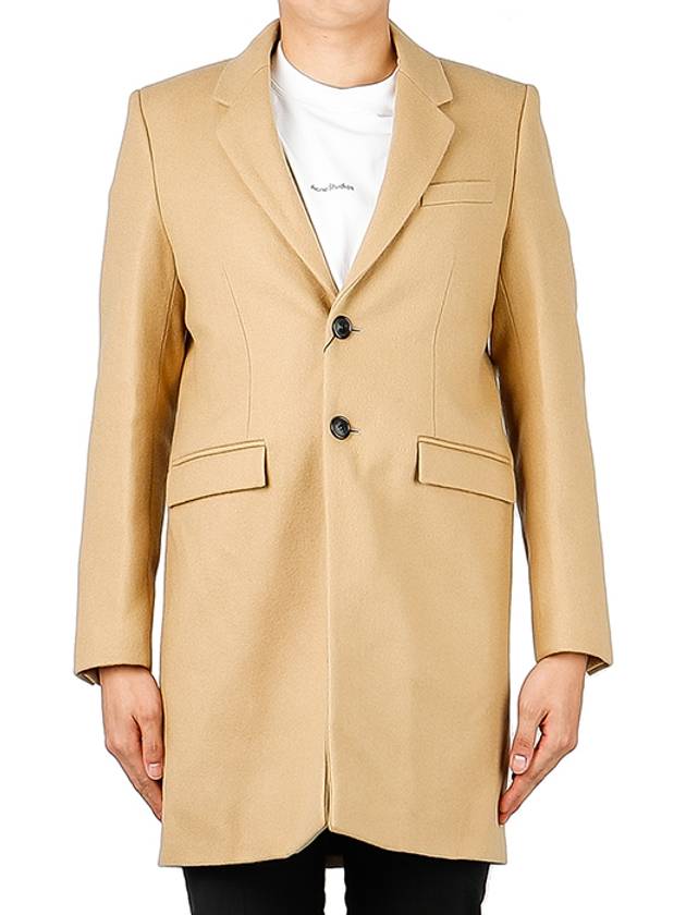 Luxury Saint Laurent Men's Two Button Wool Single Coat Beige