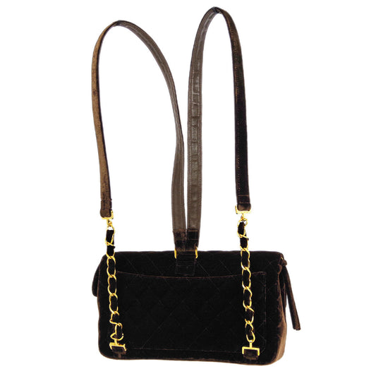 Luxury Chanel * 1994-1996 Brown Velvet Classic Flap Backpack