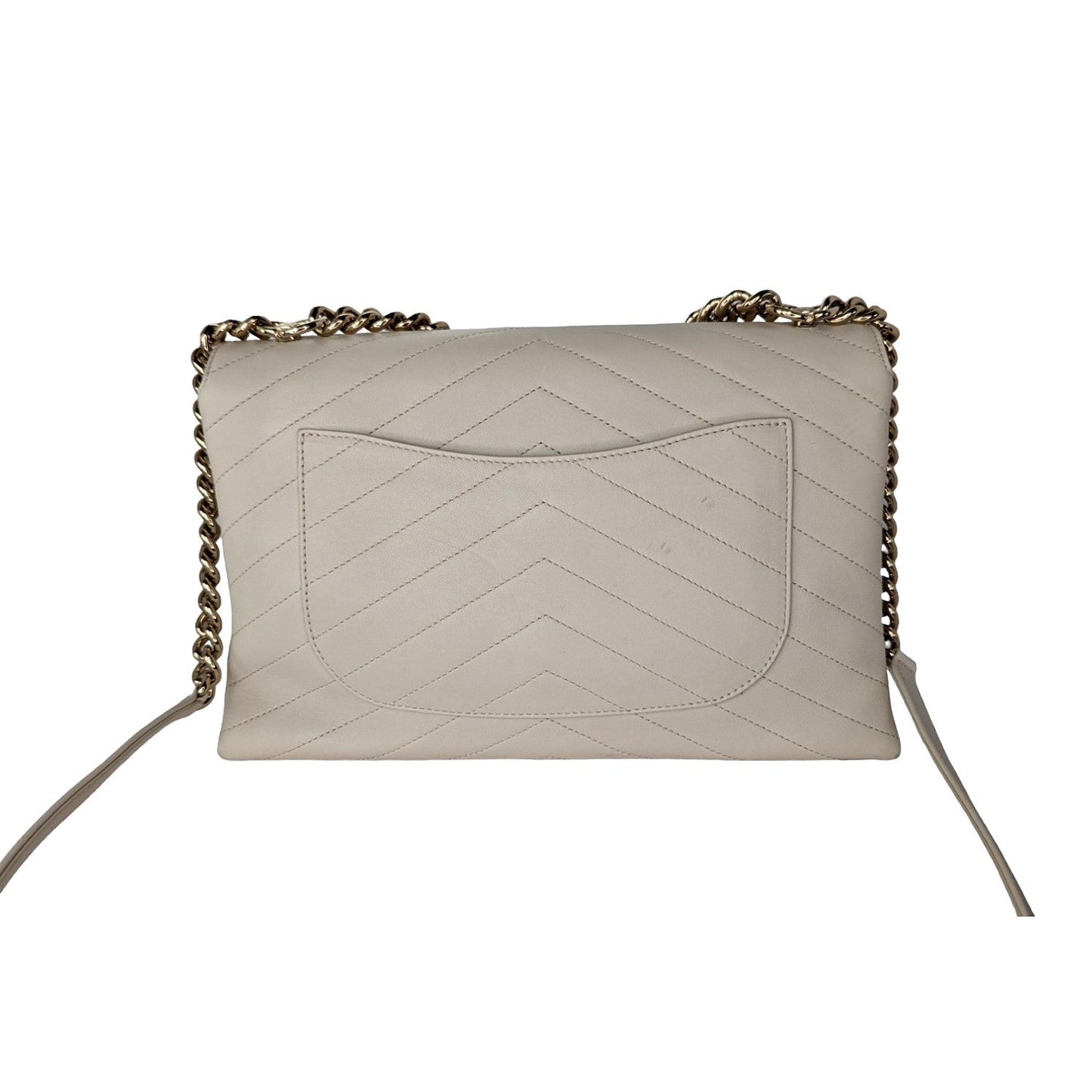 Luxury Chanel bag Cream Chevron Leather Coco Envelope Shoulder Bag