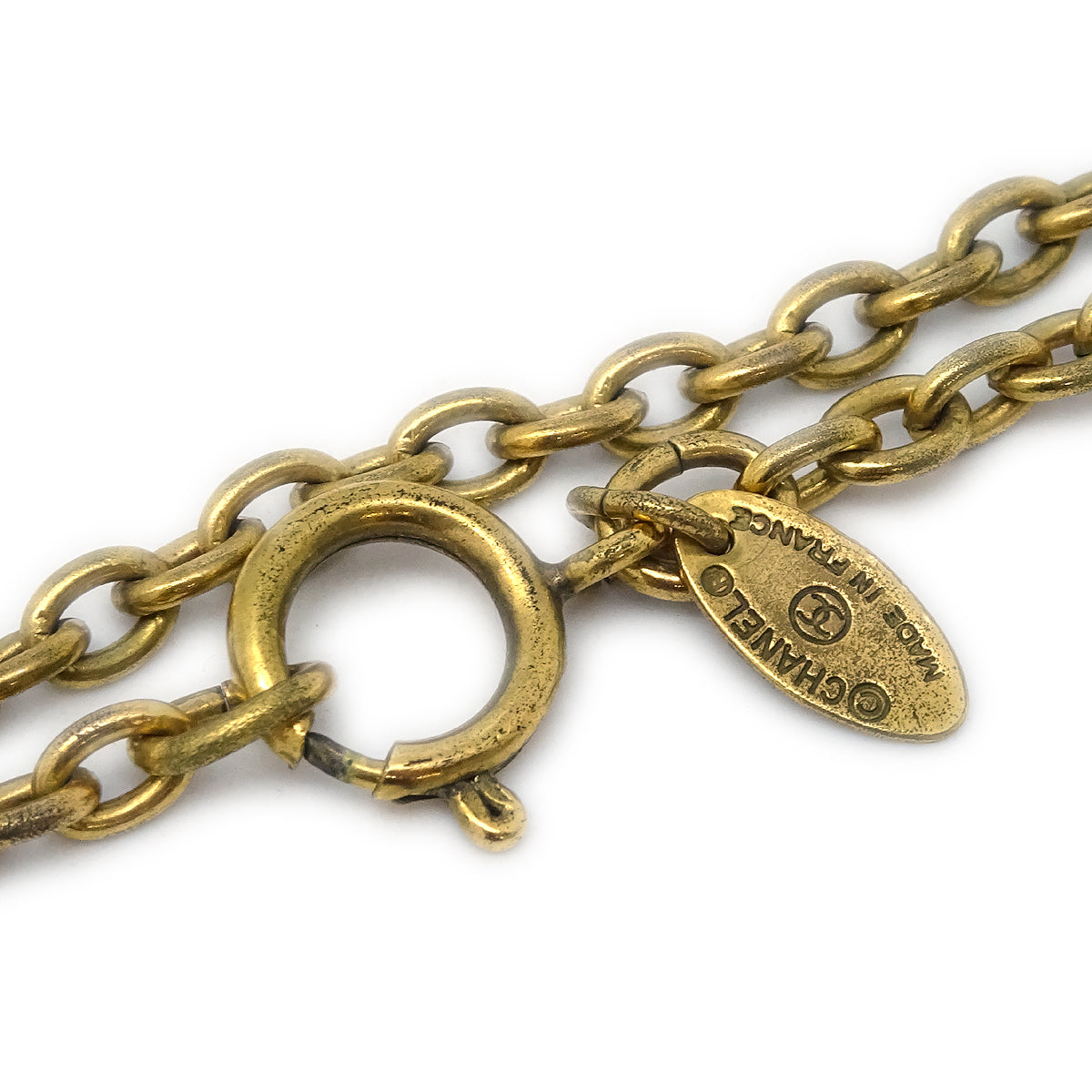 Luxury Chanel Medallion Gold Chain Pendant Necklace 3842