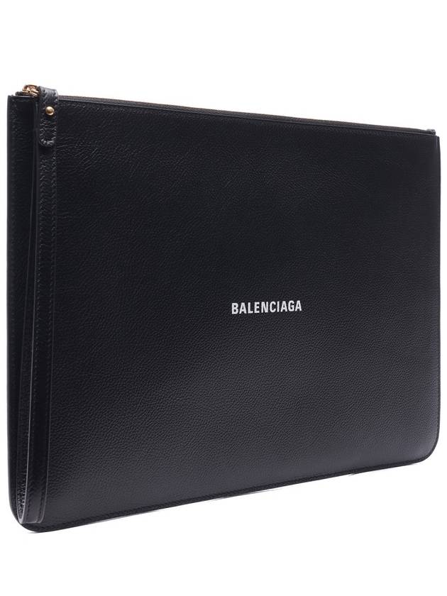 Luxury Balenciaga Logo Strap Cash Large Clutch Bag Black
