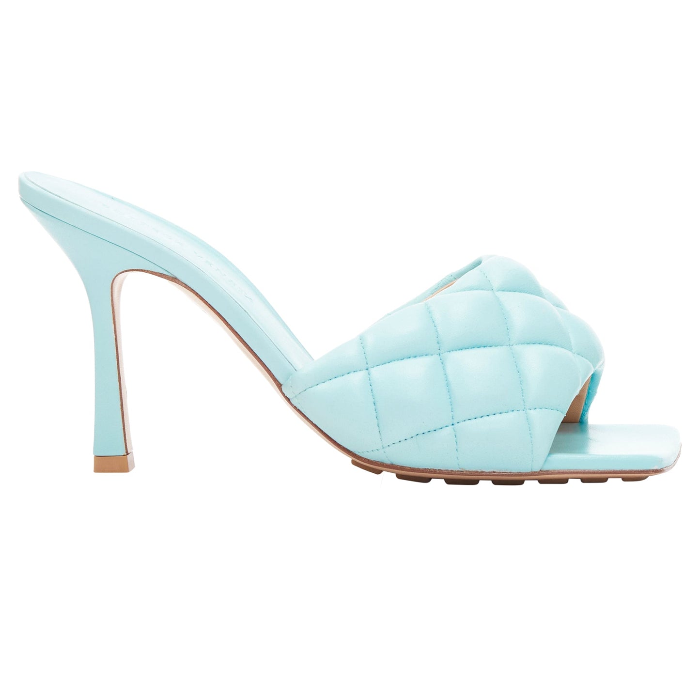Luxury Bottega Veneta Padded Matelasse Leather Square Toe Mule Sandals