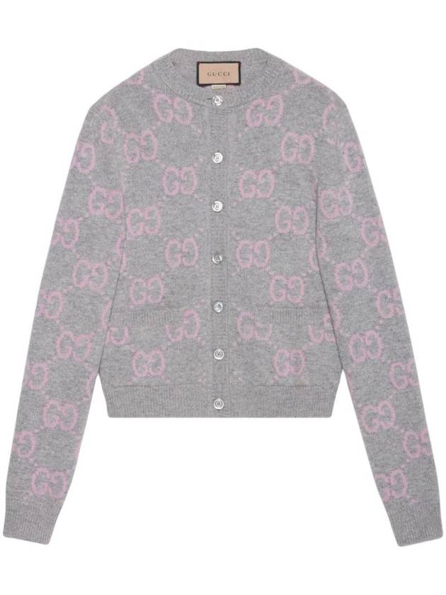 Luxury Gucci Trending 2025 GG Knit Wool Cardigan Light Grey Pink