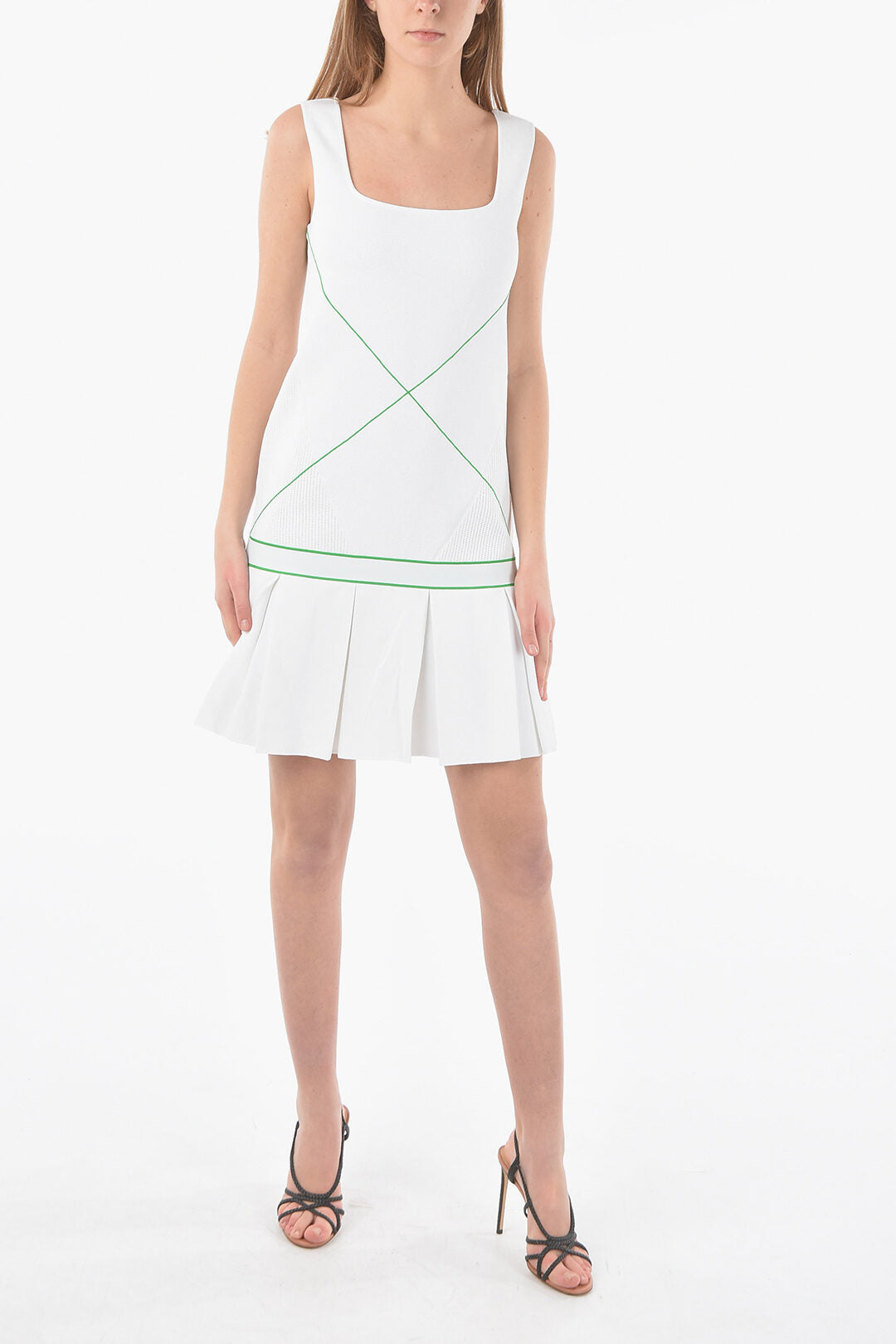 Luxury Bottega Veneta Square Neckline Mini Tennis Dress